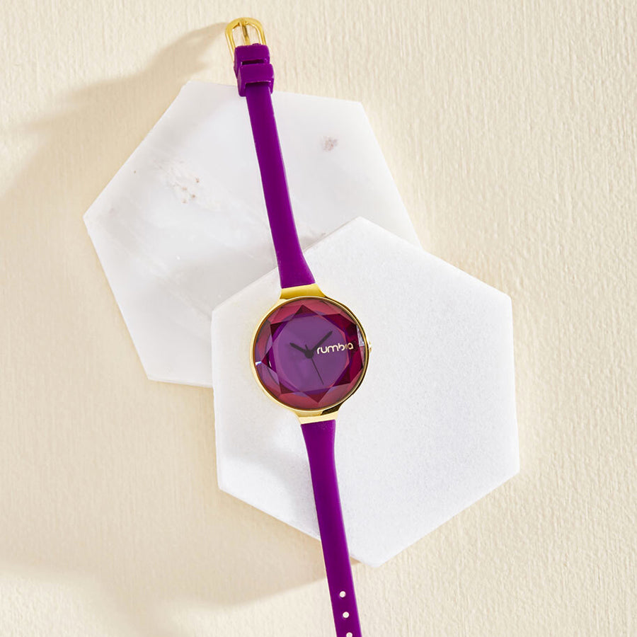 Orchard Gem Watch with Genuine Amethyst Stone - Elegant Purple Crystal Watch for Women | Perfect for Everyday Wear, Office, and Special Occasions