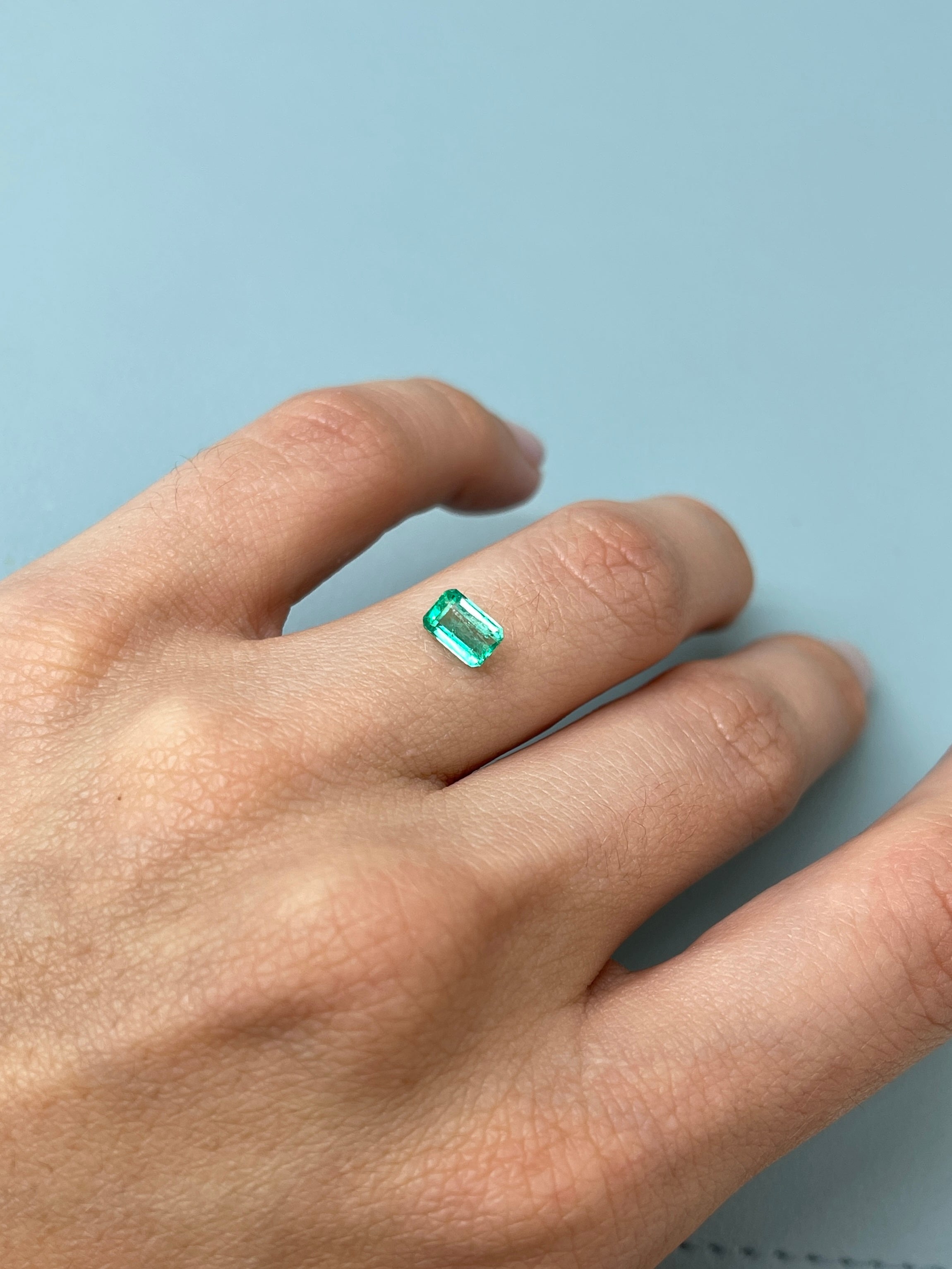 0.77 Carat 7x4.5mm Glowing Loose Colombian Emerald - Emerald Cut Gemstone for Jewelry Making & Engagement Rings