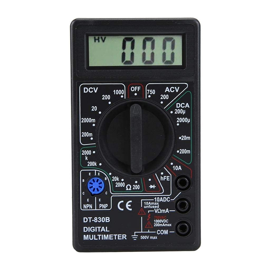 DT830B Digital Multimeter - AC/DC Voltage Tester with LCD Display, 750/1000V Voltmeter, Ammeter & Ohm Meter - High Safety Handheld Multimeter for Home, Car, Electronics & Electrical Repairs