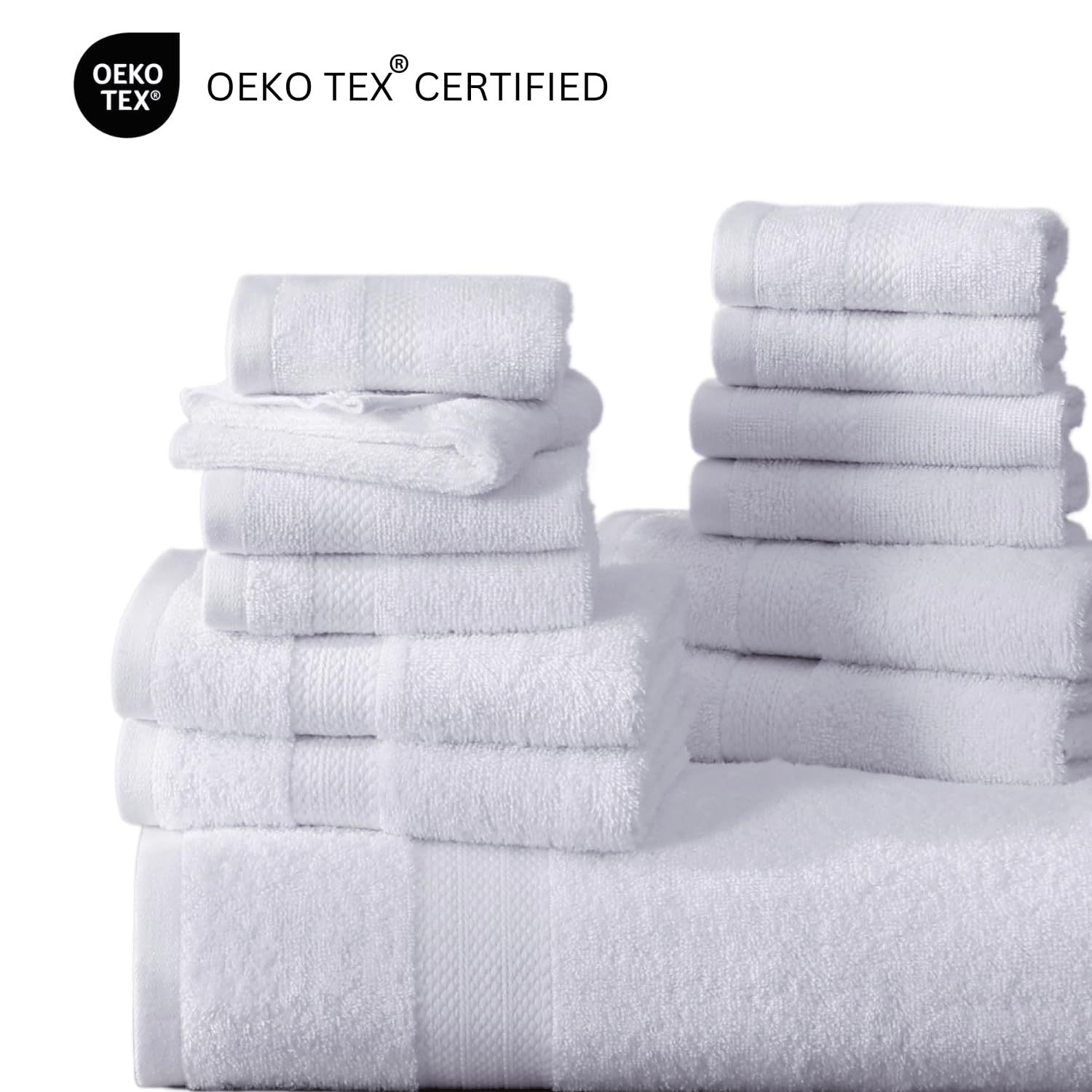 Premium 24-Piece White Bath Towel Set - Oversized Bath Sheets, Large Towels, Hand Towels & Washcloths for Luxury Spa & Hotel Experience - Soft & Absorbent Cotton for Bathroom, Pool & Gym Use