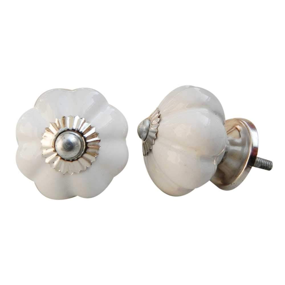 14-Piece White Ceramic Pumpkin Drawer Knobs - Premium Cabinet Hardware for Kitchen, Dresser & Furniture - Decorative Pulls for Home Decor & DIY Projects