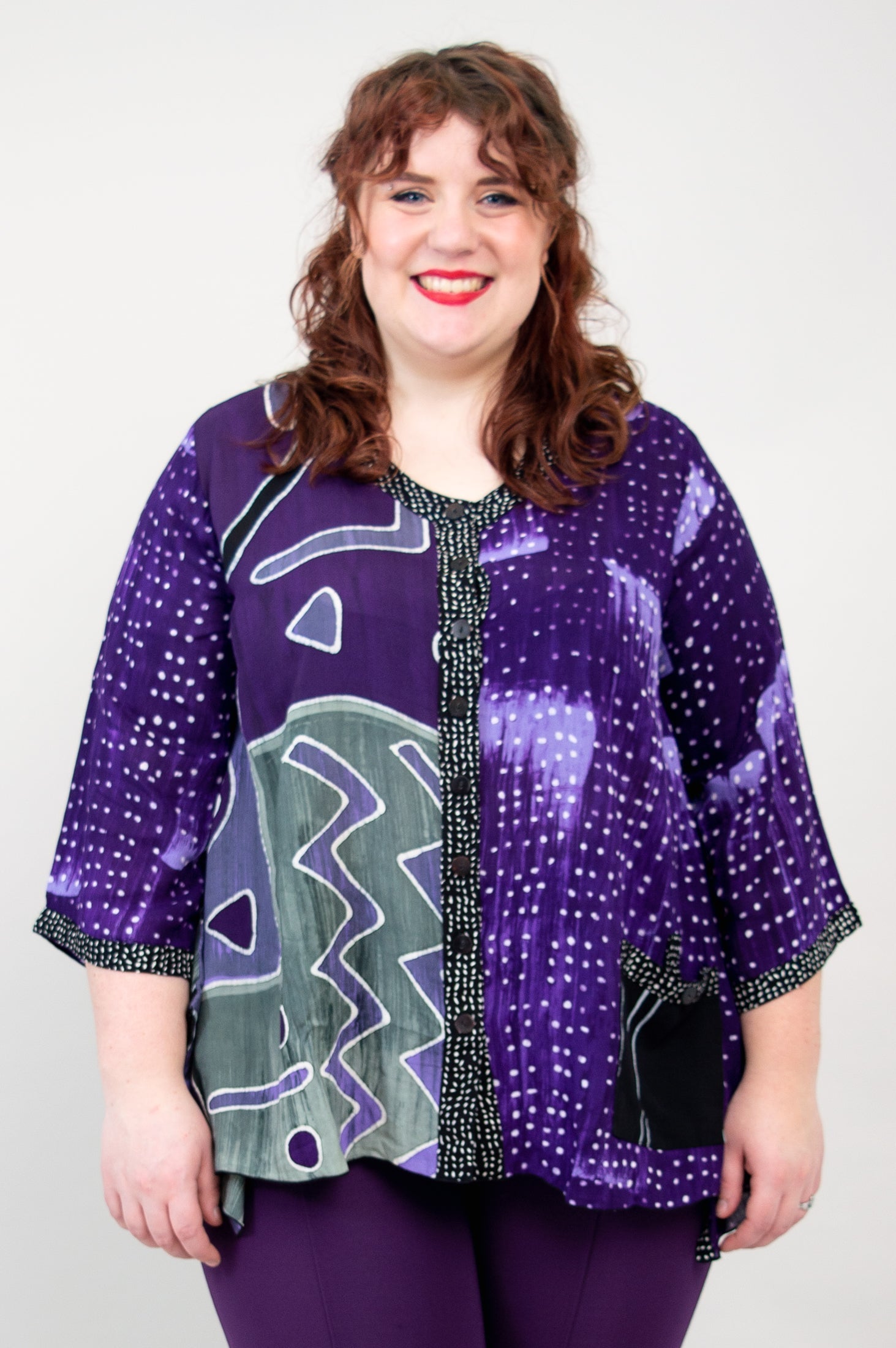 Carmel Top Women's Blouse - Stylish Bocana Mosaic Print Casual Shirt for Everyday Wear | Perfect for Office, Date Night & Weekend Outings
