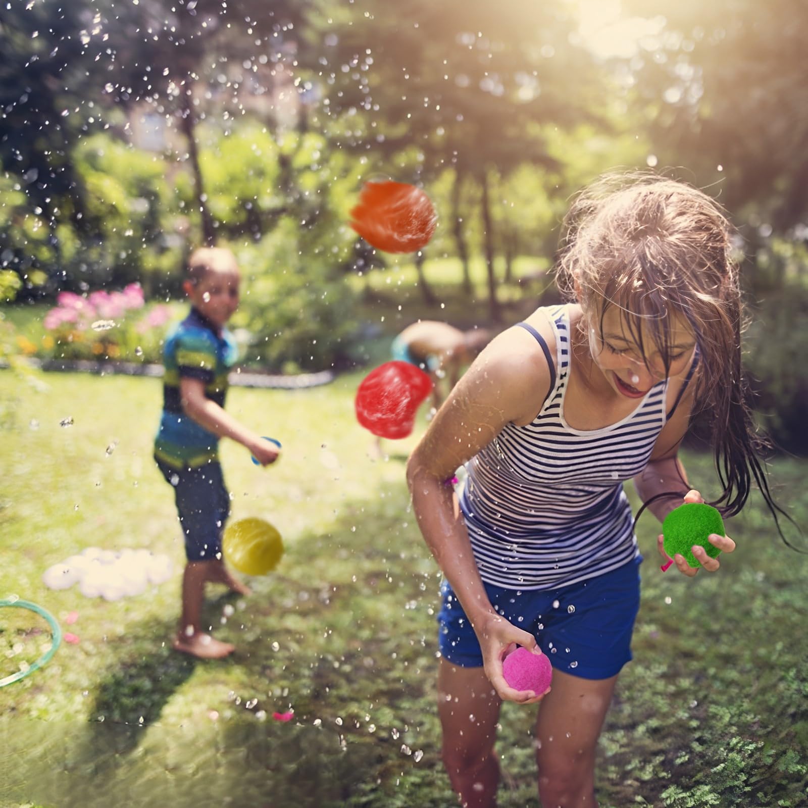 QPEY 60 PCS Reusable Water Soaker Balls - Eco-Friendly Water Balloons for Outdoor Summer Fun | Splash Games for Kids & Adults at Pool, Beach, Backyard & Parties | No Mess, Refillable Water Toys for Hot Days