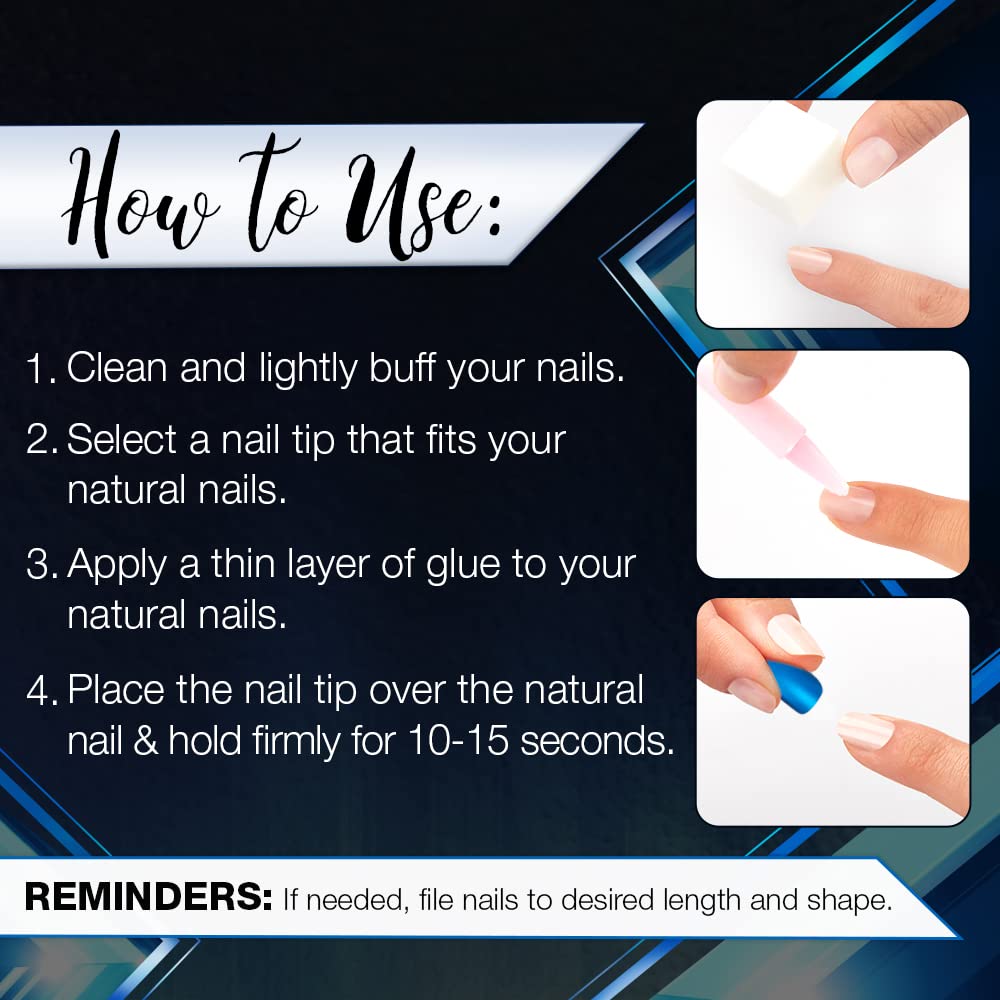 Ardell Nail Addict Premium Artificial Nail Set - Matte Blue Press On Nails for Women, Reusable Fake Nails with Glue | Perfect for Parties, Weddings, and Everyday Wear