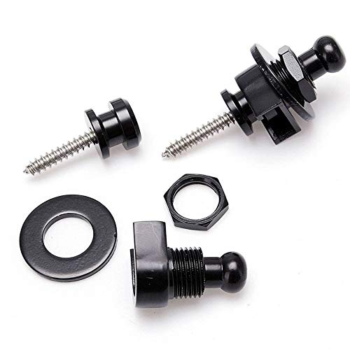 2PCS Premium Guitar Strap Locks - Secure End Button for Guitar Straps (Black) - Prevent Accidental Drops for Electric & Acoustic Guitars - Perfect for Live Performances & Studio Sessions