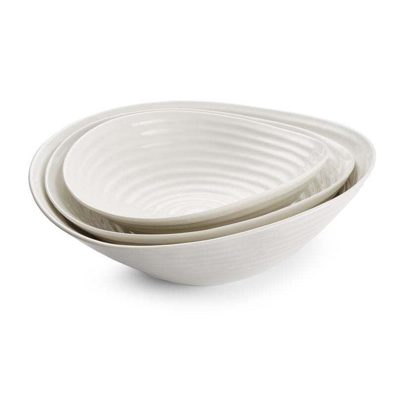 Sophie Conran 3-Piece White Salad Bowl Set - 11 x 33 x 11 cm Porcelain Serving Bowls for Entertaining, Kitchen & Dining Room Decor - Perfect for Salads, Pasta, Fruit & Party Appetizers