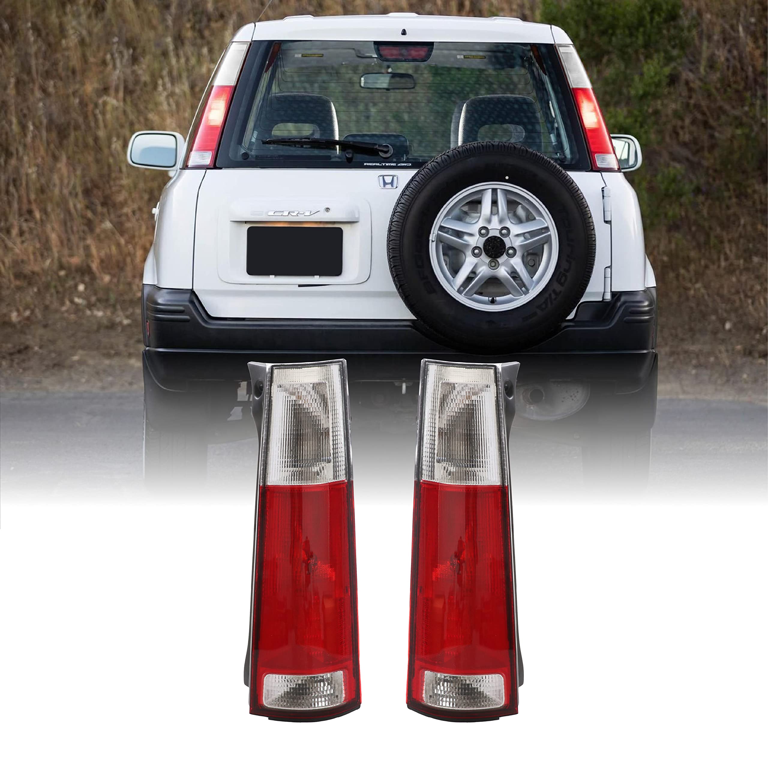 USR DEPO JDM Style Red/Clear Lens Tail Lights - Compatible with 1997-2001 Honda CR-V (First Gen) | Left + Right Rear Lamps Set | Upgrade Your Car's Style & Night Visibility
