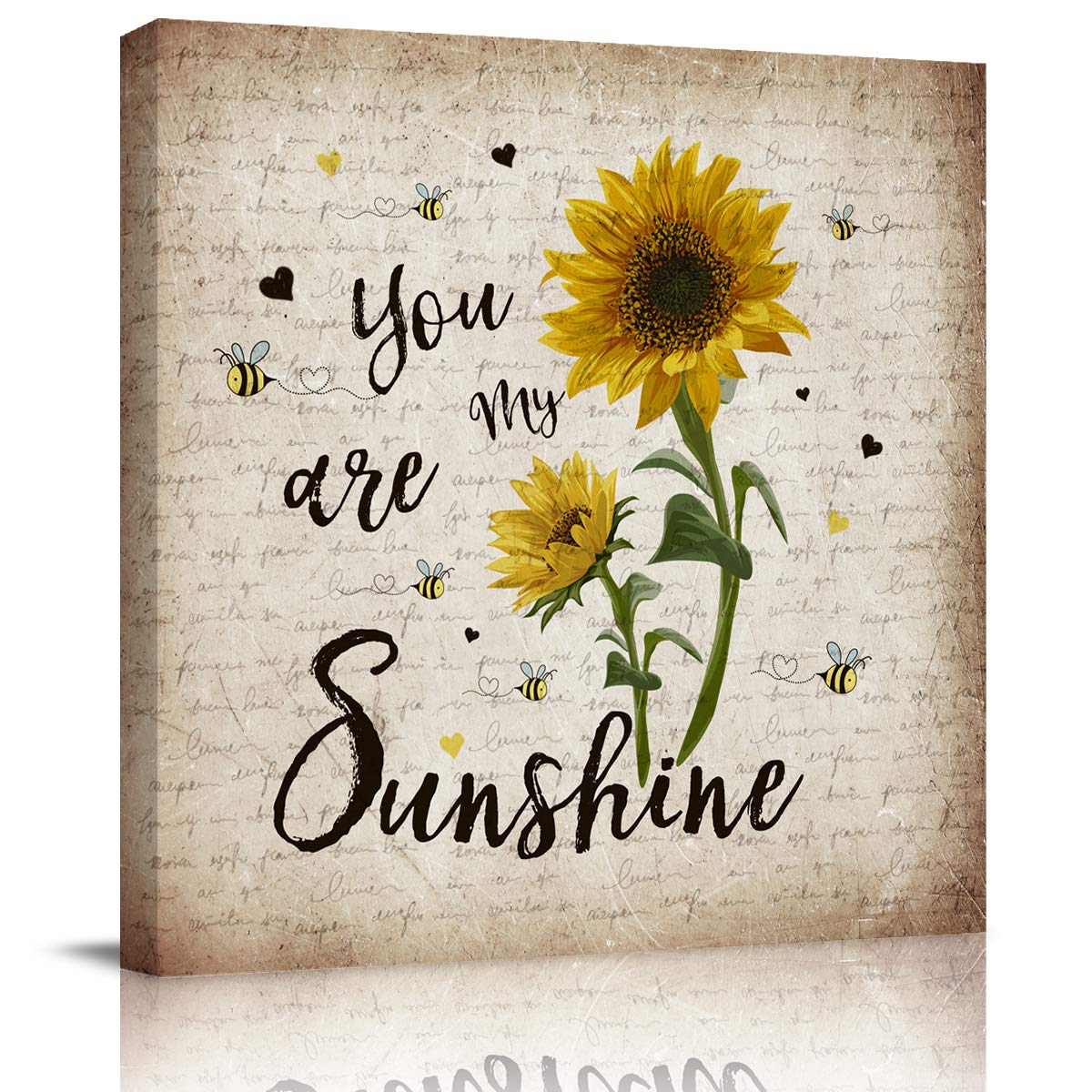 Custom Rustic Sunflower Canvas Wall Art - 20x20 Inch HD Oil Painting Print, Home & Office Decor for Living Room, Bedroom - 'You Are My Sunshine' Theme - Perfect for Farmhouse, Boho & Modern Interior Design