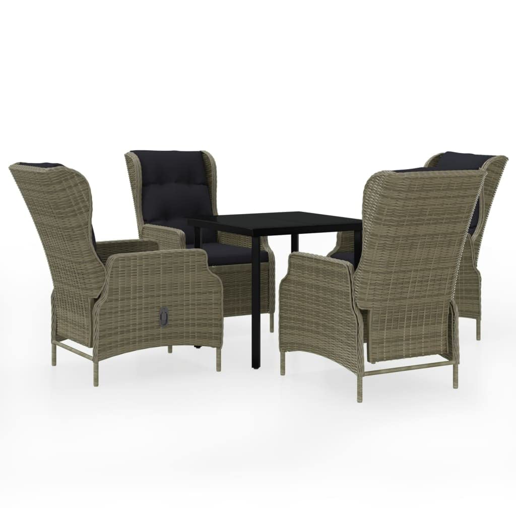 vidaXL 5-Piece Patio Dining Set - Outdoor Dining Table and Chairs for 4, Weather-Resistant Garden Backyard Balcony Furniture Set in Brown | Perfect for Outdoor Entertaining, Family Gatherings & Relaxing in Your Garden