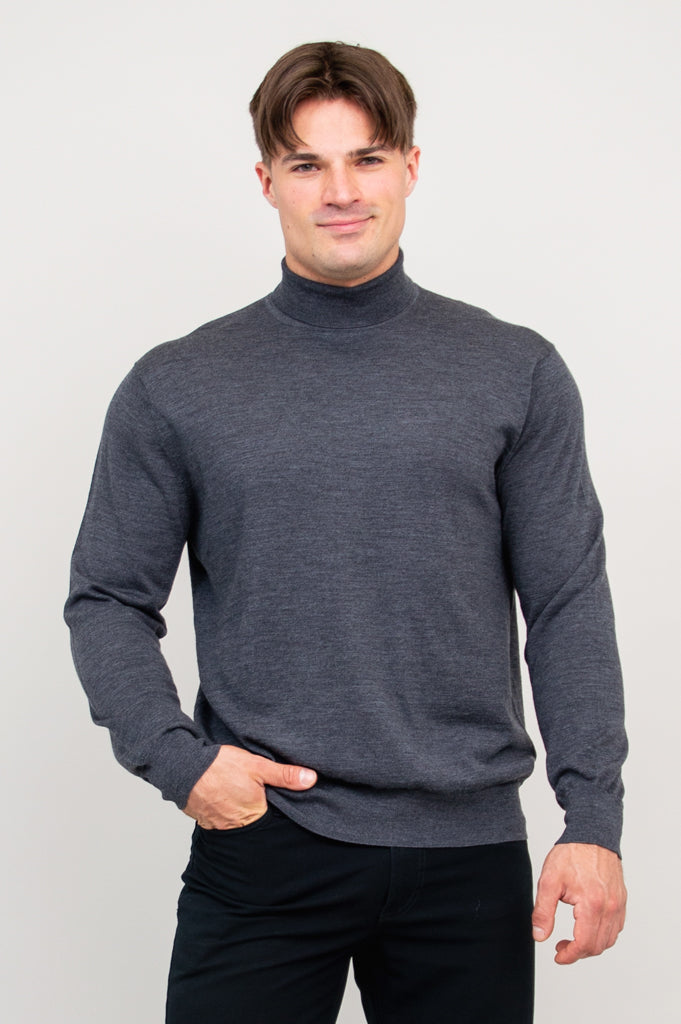 Premium Eric Sweater for Men - 100% Merino Wool, Charcoal Grey - Warm & Comfortable Winter Pullover for Outdoor Activities & Casual Wear