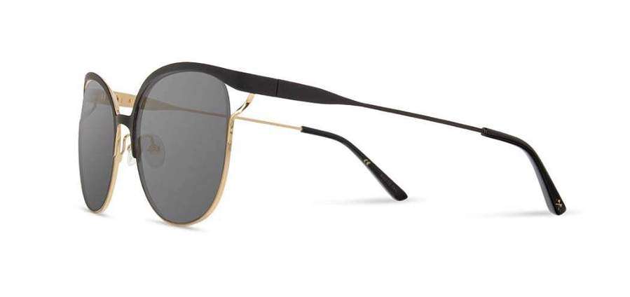 Shwood Odessa Metal Sunglasses - Obsidian & Gold Frame with Grey Lenses - Stylish UV Protection for Outdoor Activities & Driving