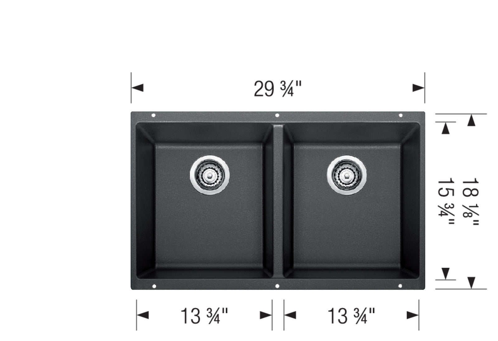 Blanco PRECIS Equal Double Bowl 29.75 Inch SILGRANIT Undermount Kitchen Sink - Durable Stain-Resistant Design for Busy Home Chefs & Modern Kitchens