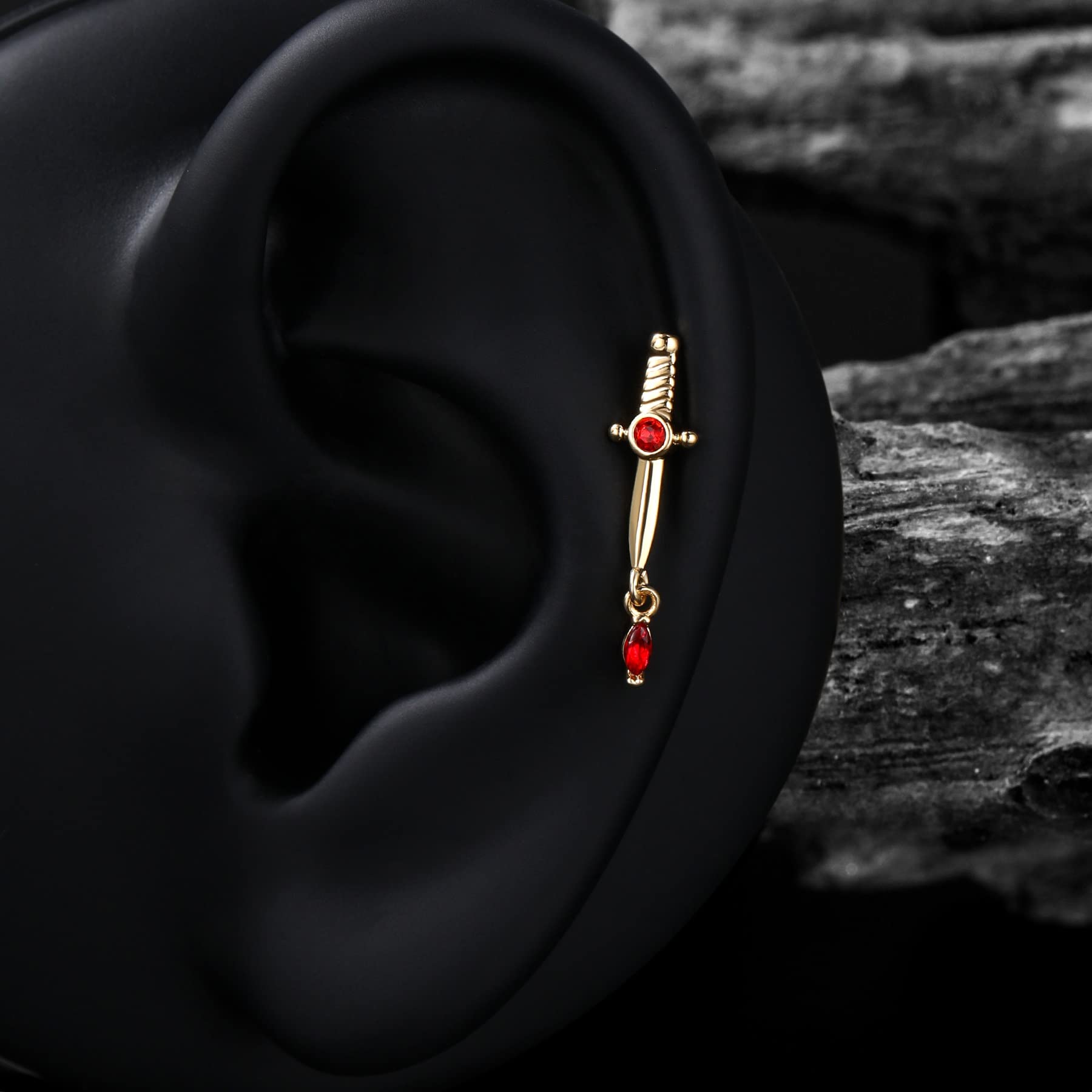 316L Stainless Steel Helix Earrings for Women - CM Crareesi Mania Dagger Dangle Cartilage Earrings Studs 16G, Hypoallergenic Piercing Jewelry for Tragus, Helix, Conch - Perfect for Everyday Wear, Parties & Gifts