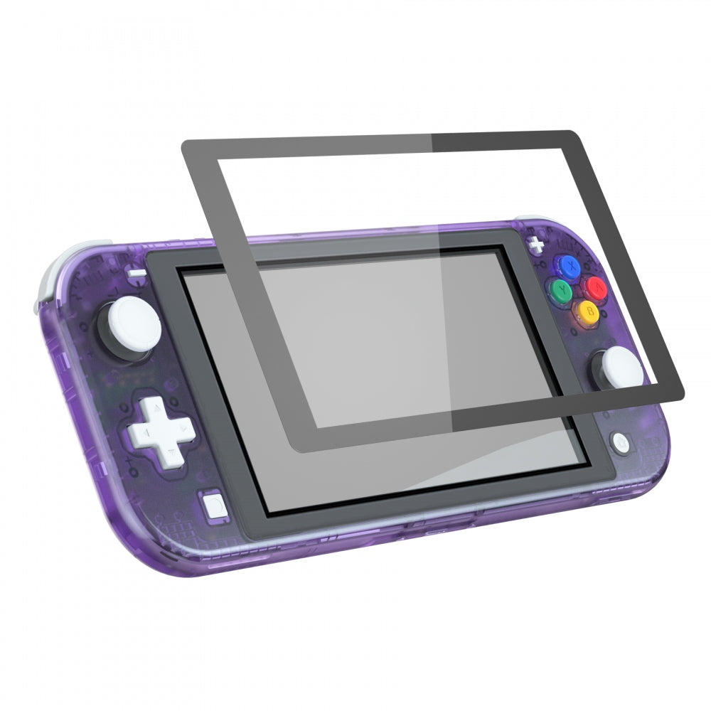 eXtremeRate Clear Atomic Purple DIY Replacement Shell for Nintendo Switch Lite - Custom Controller Housing with Screen Protector | Perfect for Gaming Enthusiasts & DIY Modders | Enhance Your NSL Handheld Experience