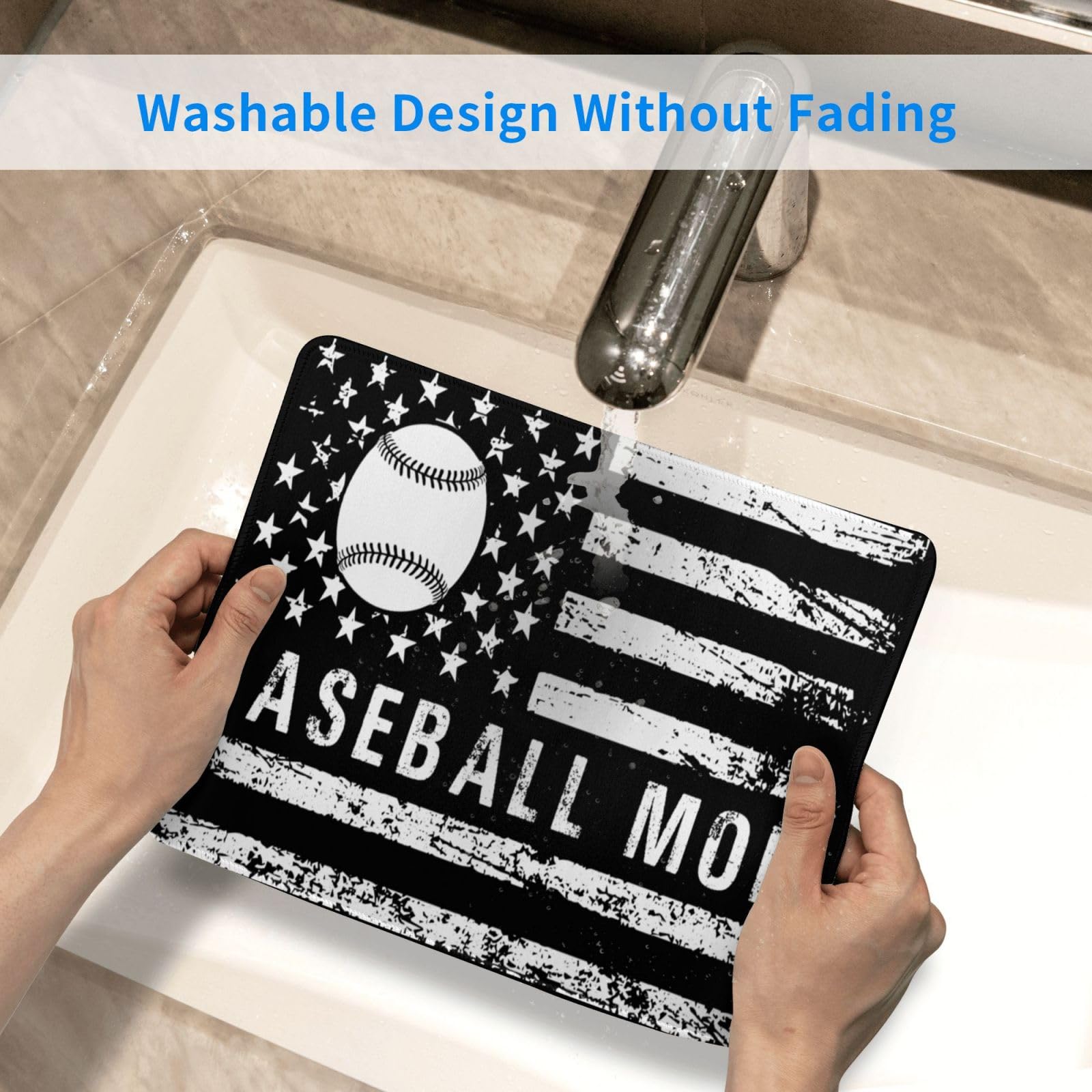USA Flag Baseball Design Non-Slip Rubber Mouse Pad - 10x12 Inch Waterproof Gaming & Office Mousepad for Laptop & PC - Perfect for Baseball Fans, Gamers & Office Workers