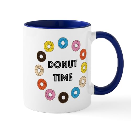 White/Navy Inside - Donut Time Mugs