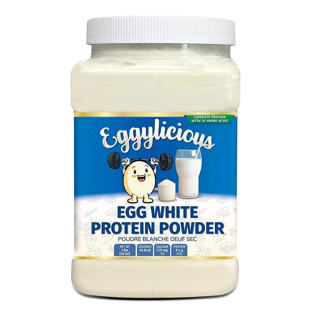 Eggylicious Pure Egg White Protein Powder (Albumin) - 1lb (16oz) | Non-GMO, Pasteurized, No Additives | Natural Dried Egg Whites for Baking, Icing, Protein Shakes & Cooking | High Protein Supplement for Fitness & Healthy Recipes