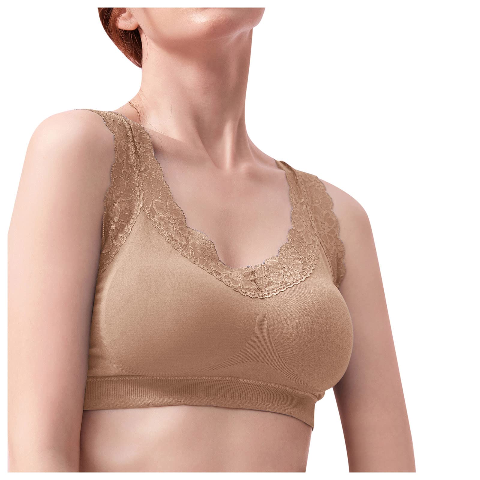 Seamless Low Neck Sports Bra for Women - Comfortable Cami Tank Top with V-Neck Design for Yoga, Running & Sleepwear | Breathable & Supportive Activewear