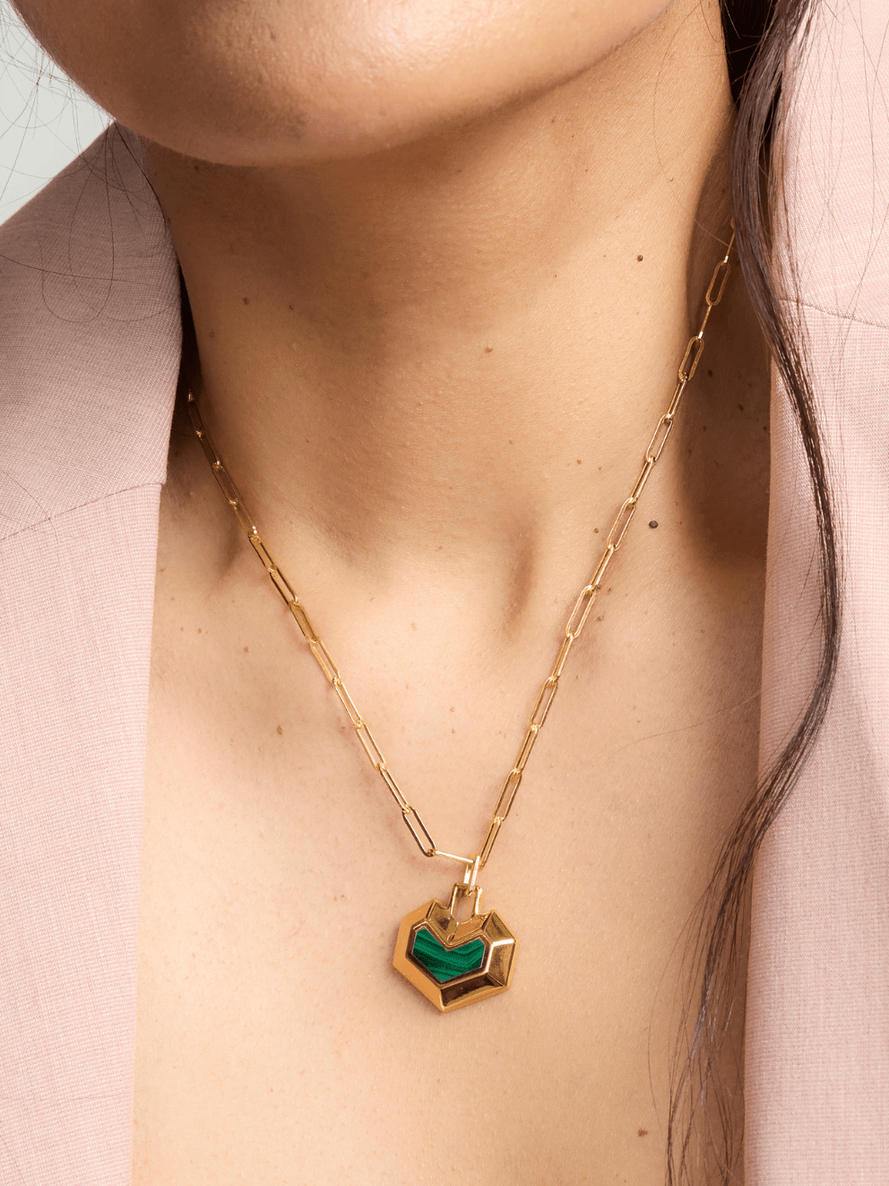 18k Gold Plated Malachite Necklace for Women - Elegant Daryl Pendant Jewelry for Everyday Wear & Special Occasions