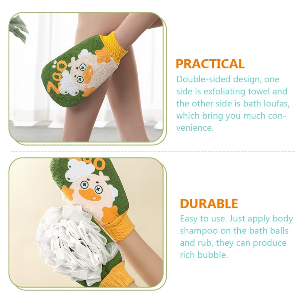 LALAFINA Exfoliating Bath Gloves for Dead Skin Removal - Soft Loofah Shower Gloves for Body Scrub & Spa - Cute Fiber Massage Wash Towel for Women & Men - Perfect for Home Spa, Dry Skin Care & Relaxing Shower Routine