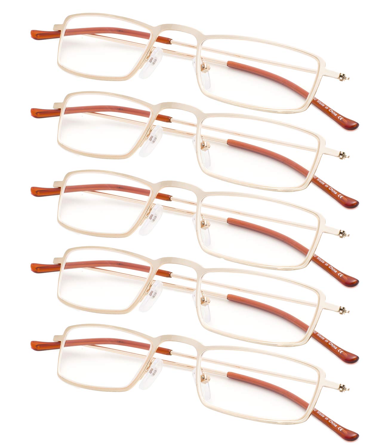 5-Pack Lightweight Reading Glasses for Men & Women - Blue Light Blocking, Anti-Glare, Fashion Eyewear for Reading, Computer Use & Office Work