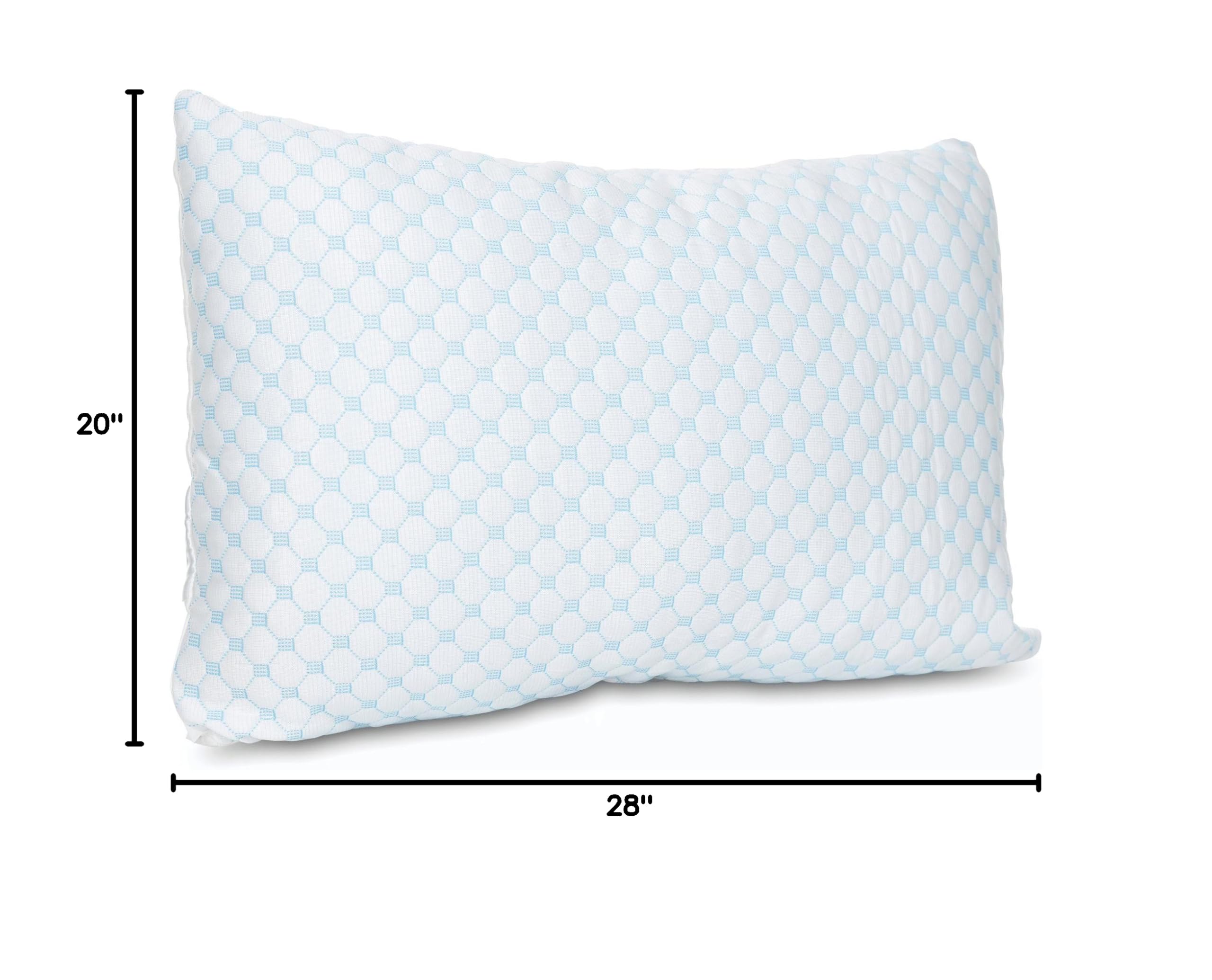 Nestl Cooling Pillows Standard Size Set of 2 - Gel Infused Shredded Memory Foam Pillow for Side, Back & Stomach Sleepers - Adjustable, Breathable & Washable Cool Bed Cover (20”x26”) - Perfect for Hot Sleepers & Night Sweat Relief