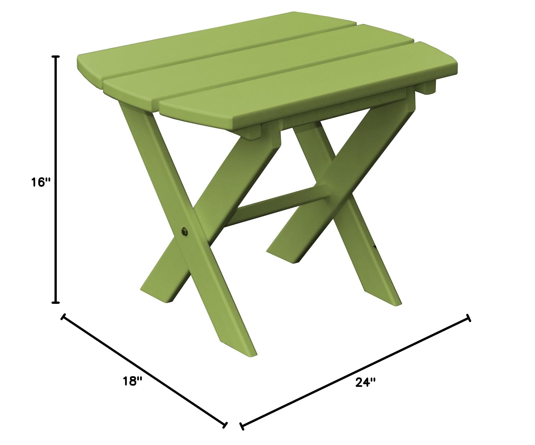 Furniture Barn USA Poly Folding End Table - Tropical Lime Green Outdoor Patio Side Table for Pool, Garden & Camping
