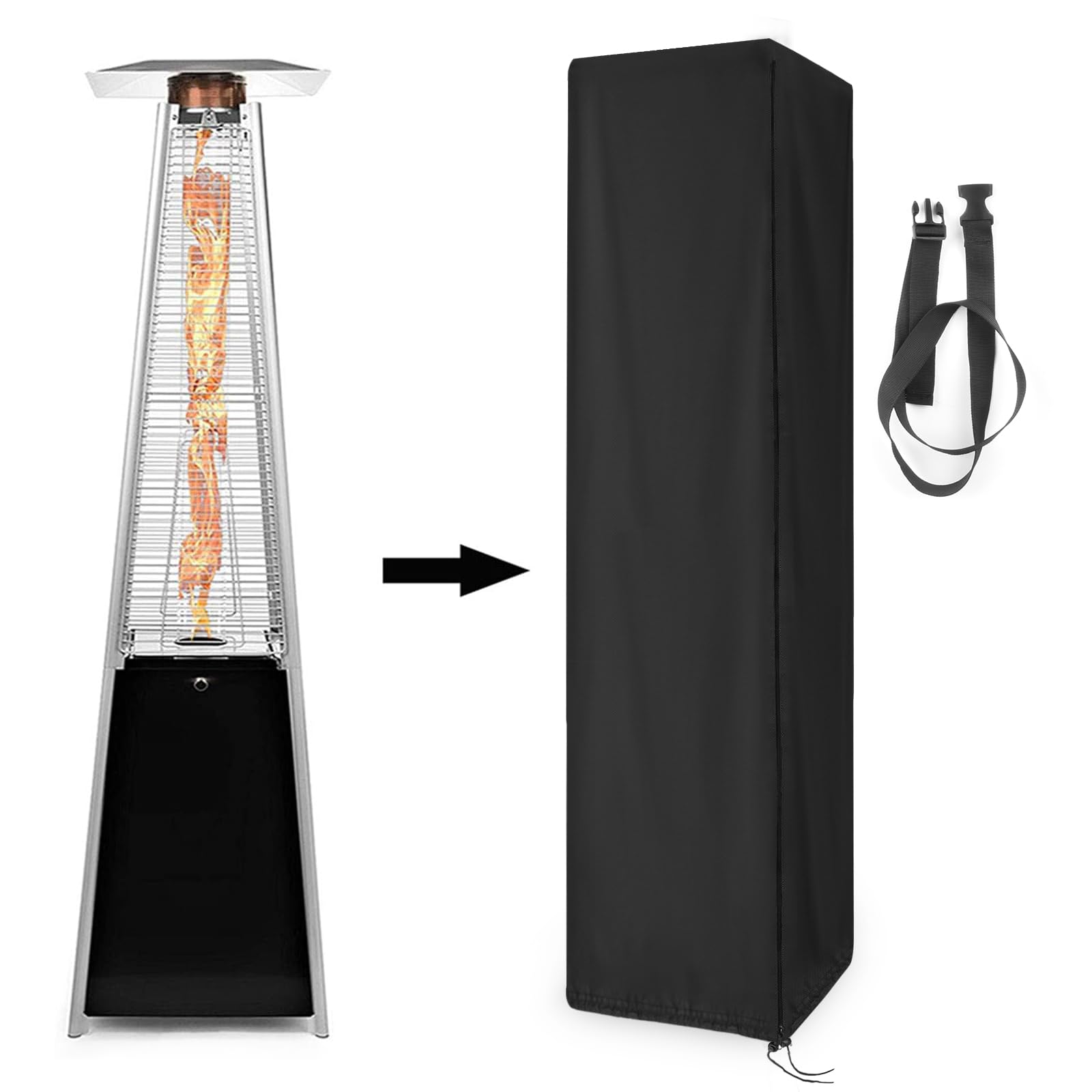 Waterproof Square Patio Heater Cover with Zipper - 87