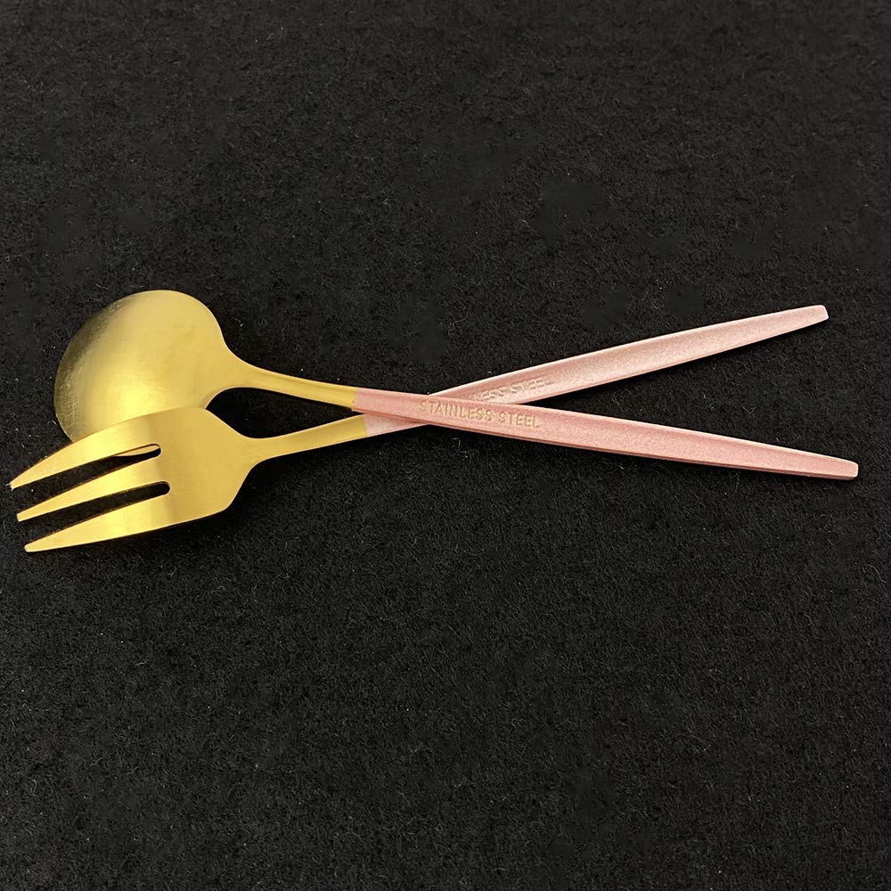 Premium Stainless Steel Titanium Plated Cake Serving Set - 6-Piece Cake Server & Forks for Birthday, Wedding, Party Desserts (4.94