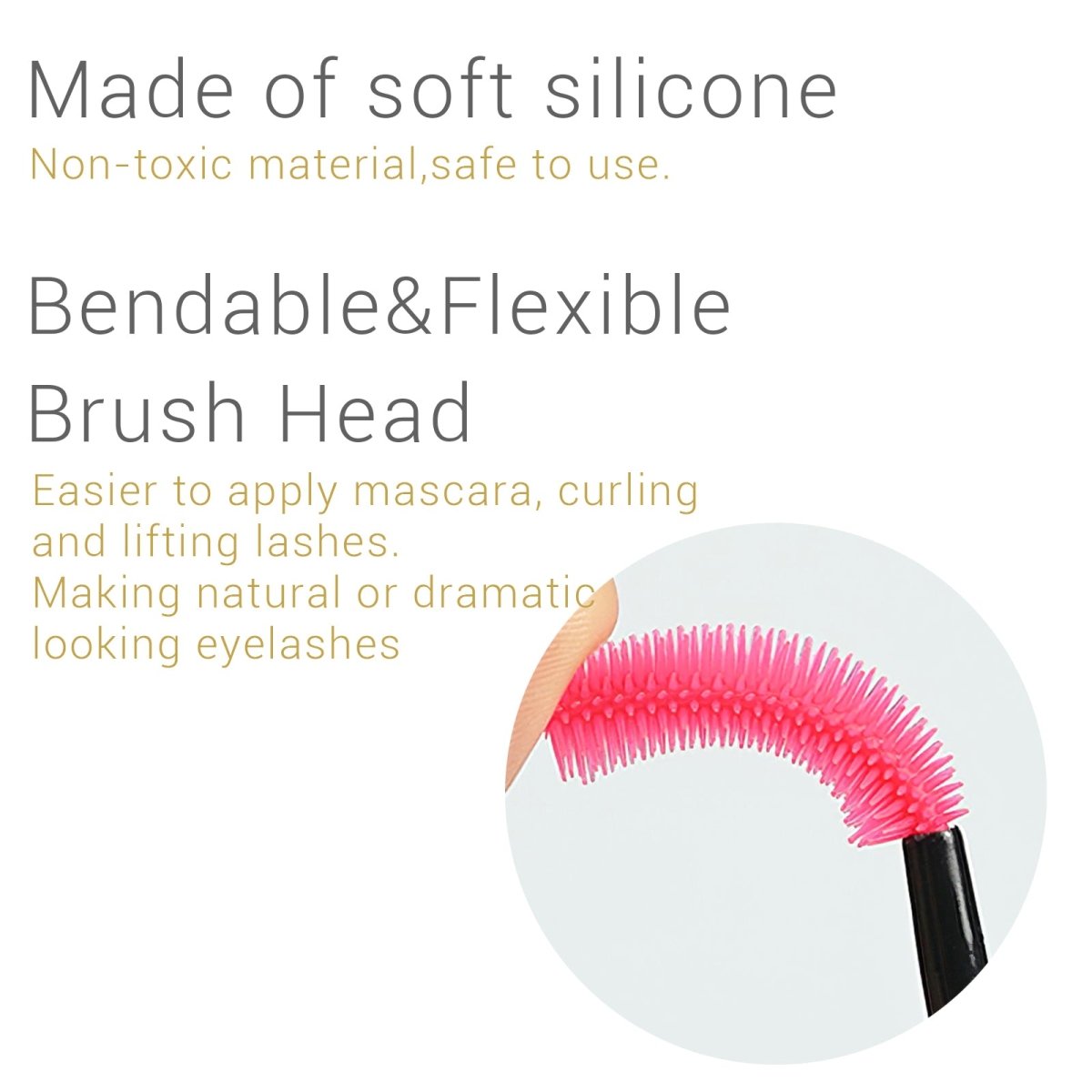 Professional Silicone Eyelash Brush - Mascara Applicator Wand for Voluminous Lashes | Perfect for Makeup Artists & Home Use