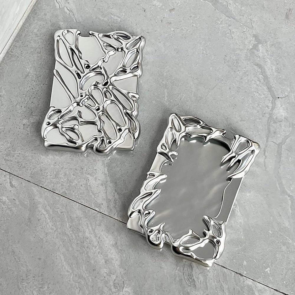 Silver Plated Y2K Photocard Holder Keychain - Electroplated Plastic Frame for ID Badges, Student Cards & Office Supplies | Perfect for School, Work & Collectibles