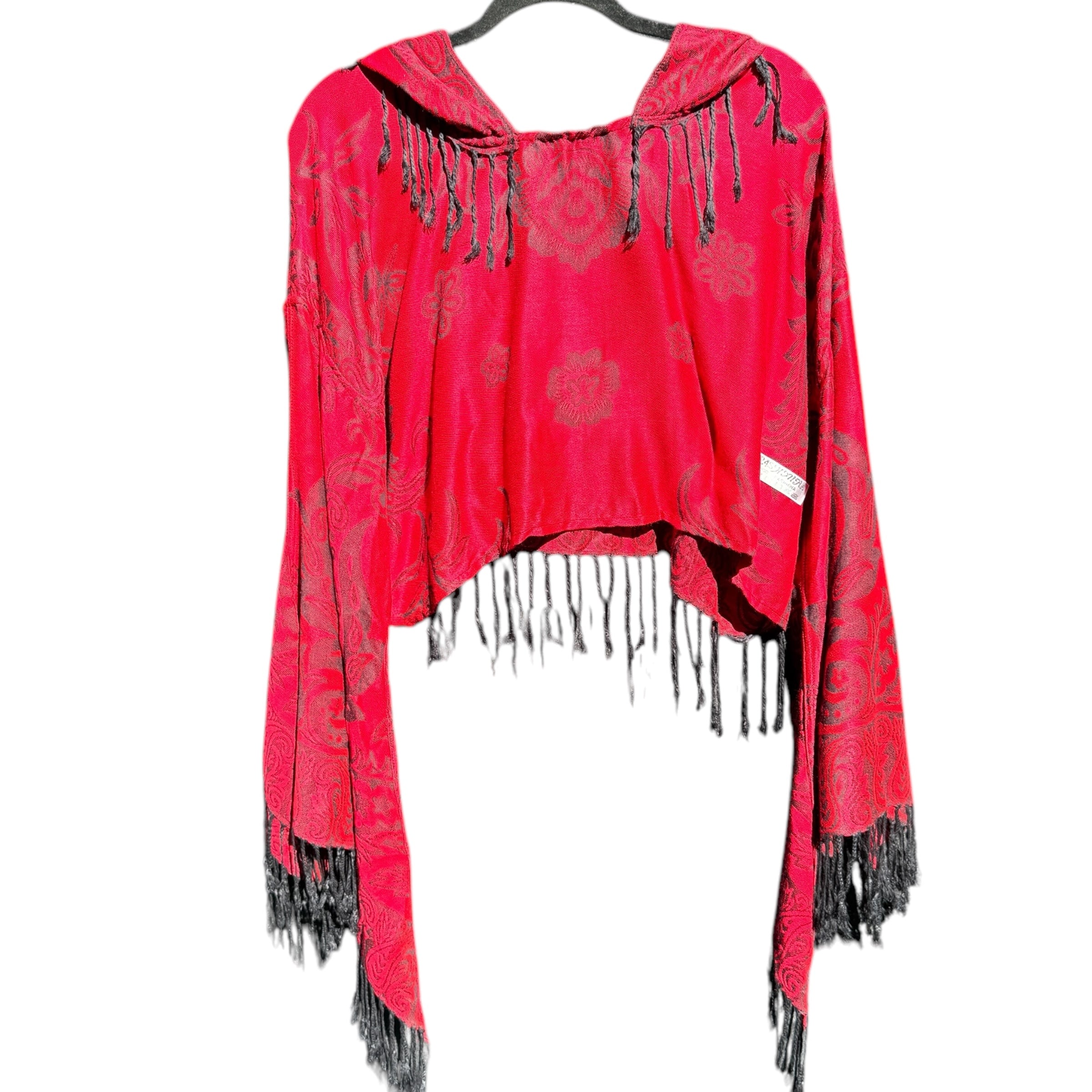 Butterfly Bell Pash Top - Elegant Red Rose Print Women's Blouse for Casual Wear, Date Nights & Summer Outfits