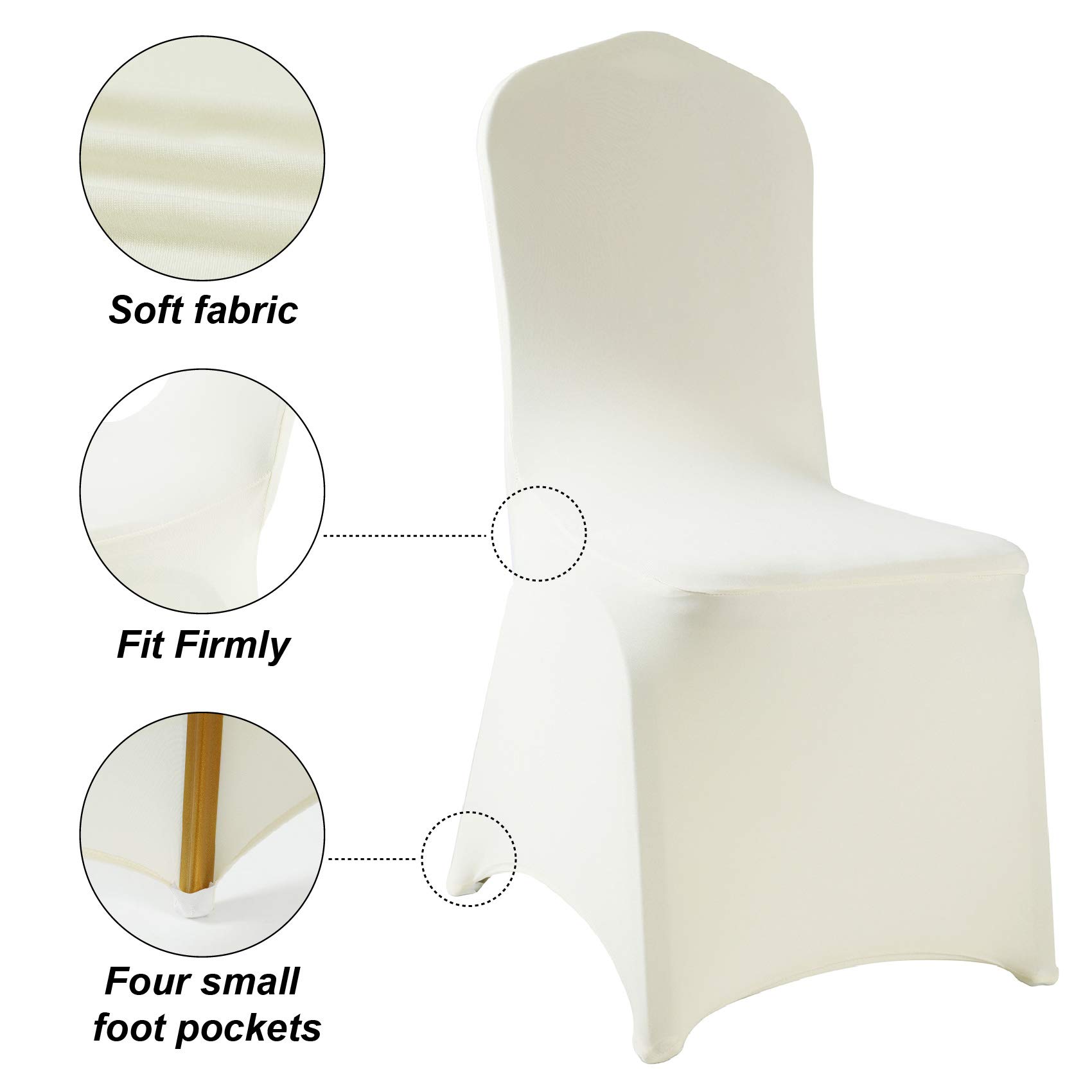 100 Pack Black Spandex Chair Covers - Stretchable Washable Fabric for High Back Chairs - Perfect for Weddings, Parties, Holidays & Special Events - Elegant Table Decor for Banquets, Receptions & Home Decor
