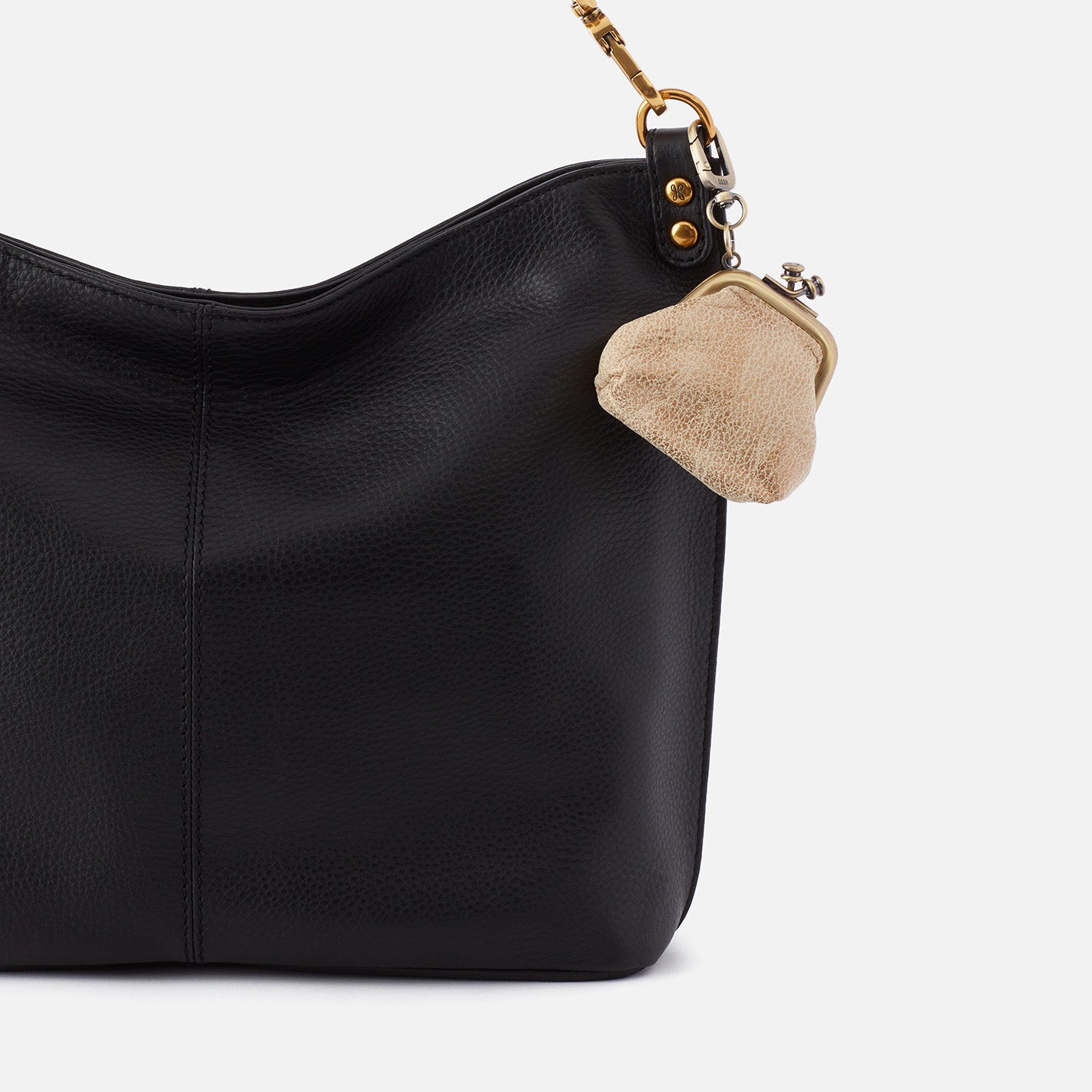 Metallic Leather Run Frame Pouch with Gold Leaf - Stylish Crossbody Bag for Running, Travel & Everyday Use