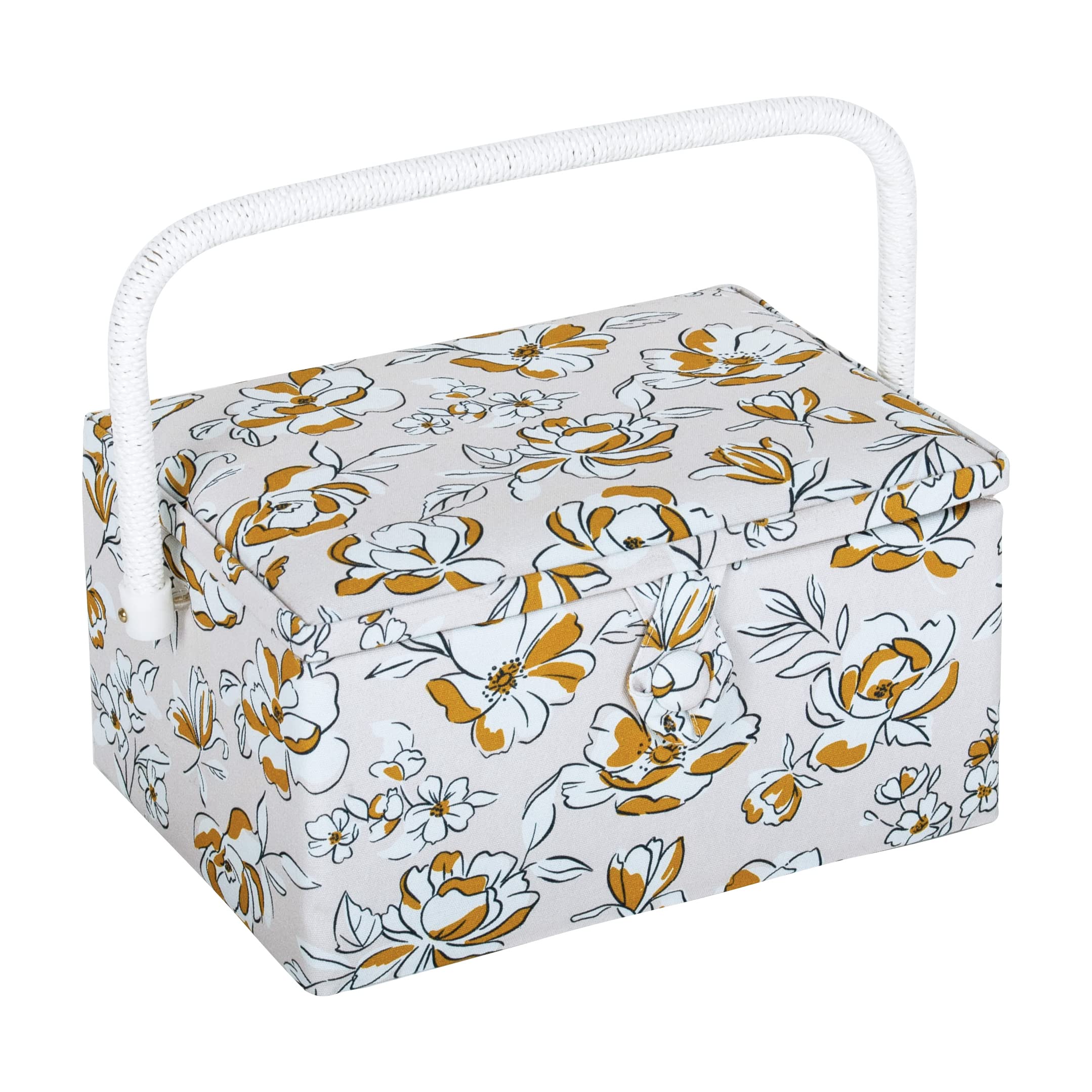 Floral Print Medium Sewing Craft Storage Box - Organize Needles, Thread & Supplies - Perfect for DIY, Quilting & Sewing Projects - Hobby Gift Idea for Crafters