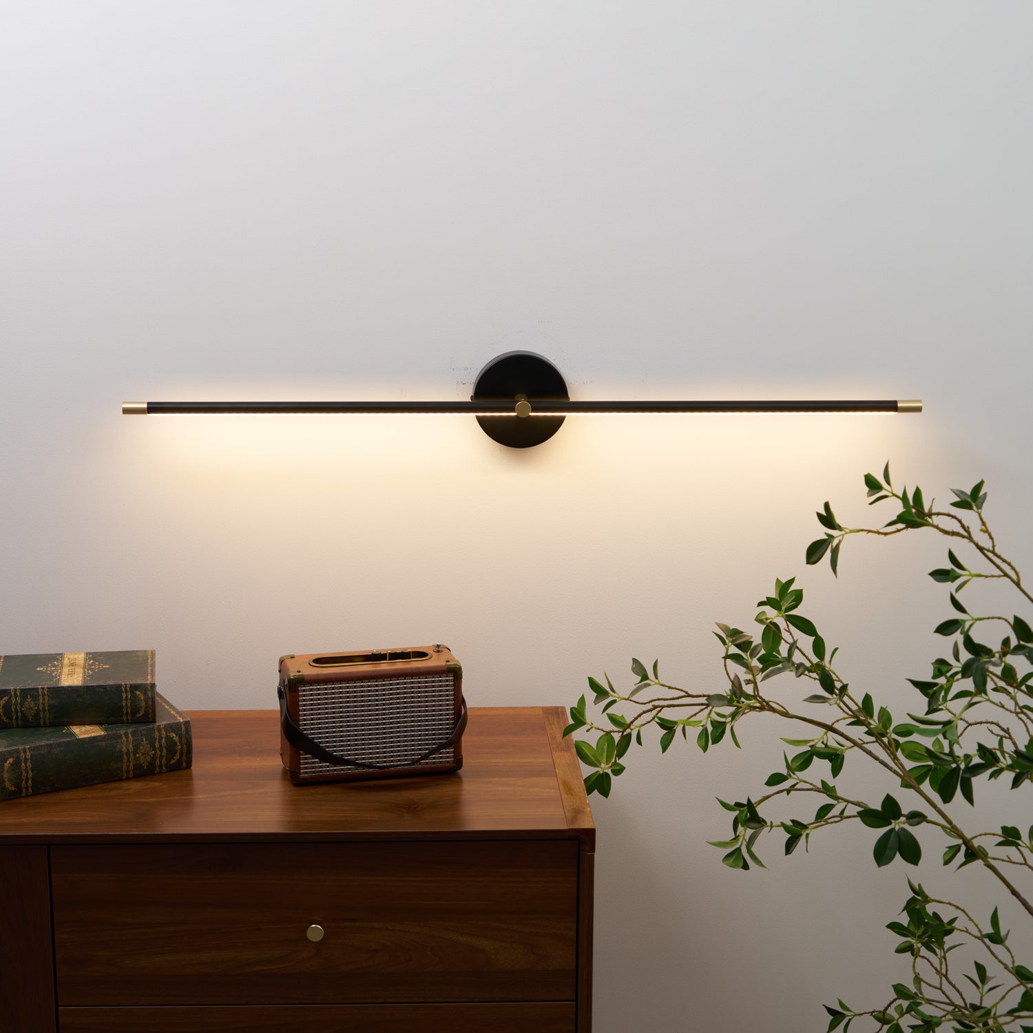 Modern Minimalist Linear LED Plug-in Wall Lamp - Dimmable Bedroom Lighting for Home Office, Living Room & Hallway