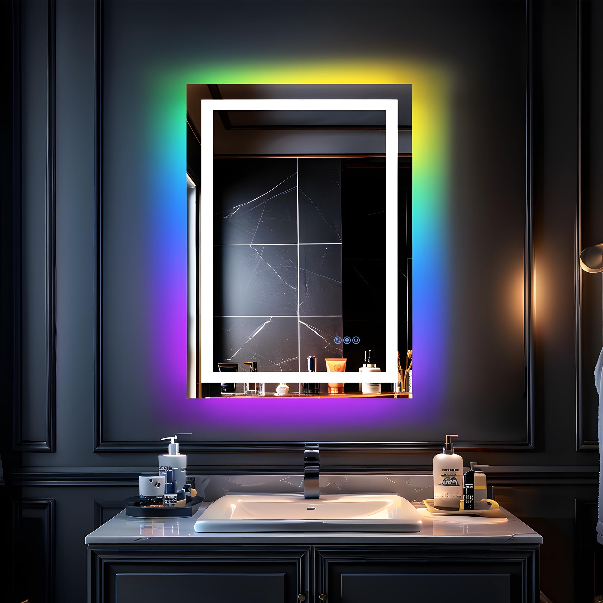 Antok 20x28 LED Bathroom Mirror with Lights - Anti-Fog, Dimmable for Vanity Makeup