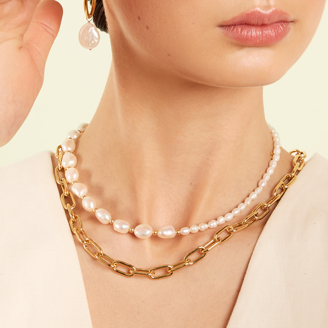 Elegant Fusion Pearl Necklace for Women - Timeless Classic Jewelry Gift for Weddings, Parties & Special Occasions
