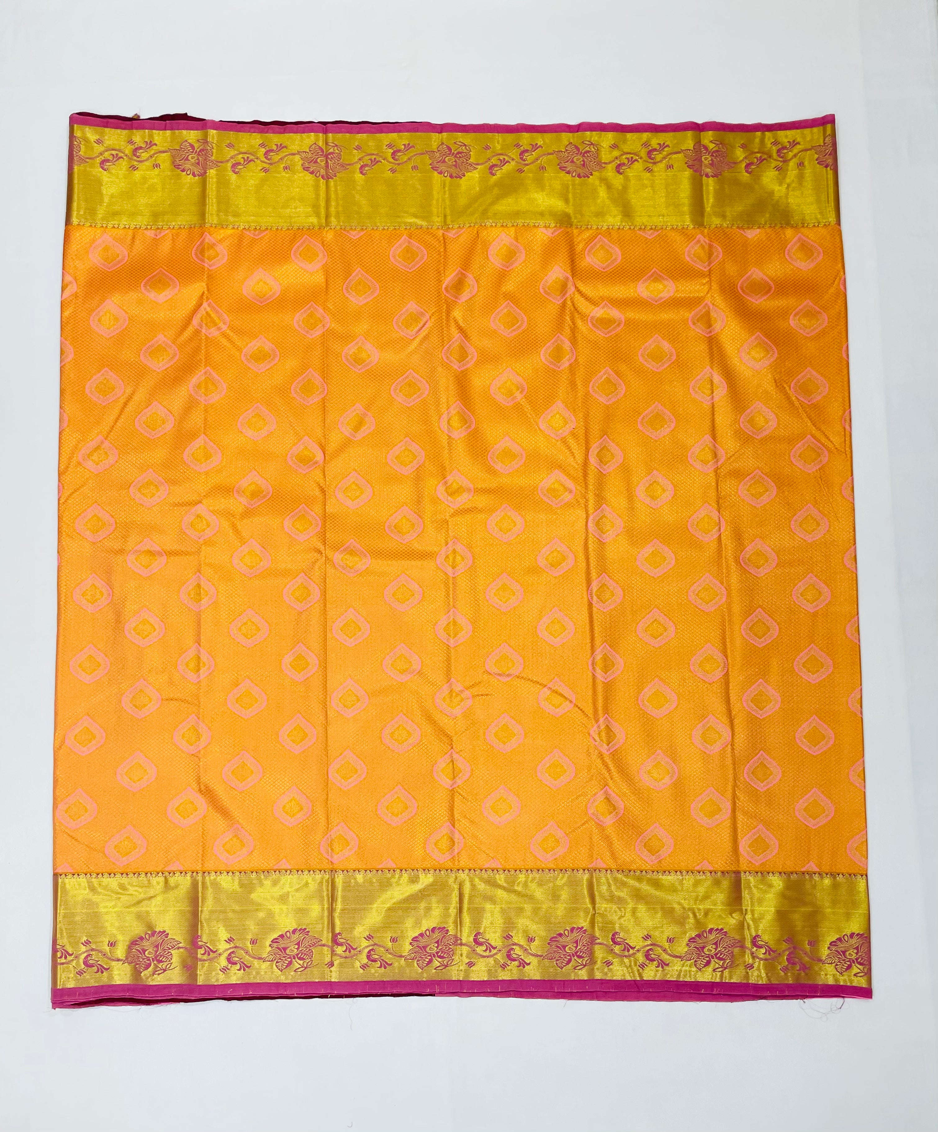Elegant Orange Pure Kanchi Silk Saree for Women - Traditional Indian Bridal & Party Wear - Perfect for Weddings, Festivals & Special Occasions