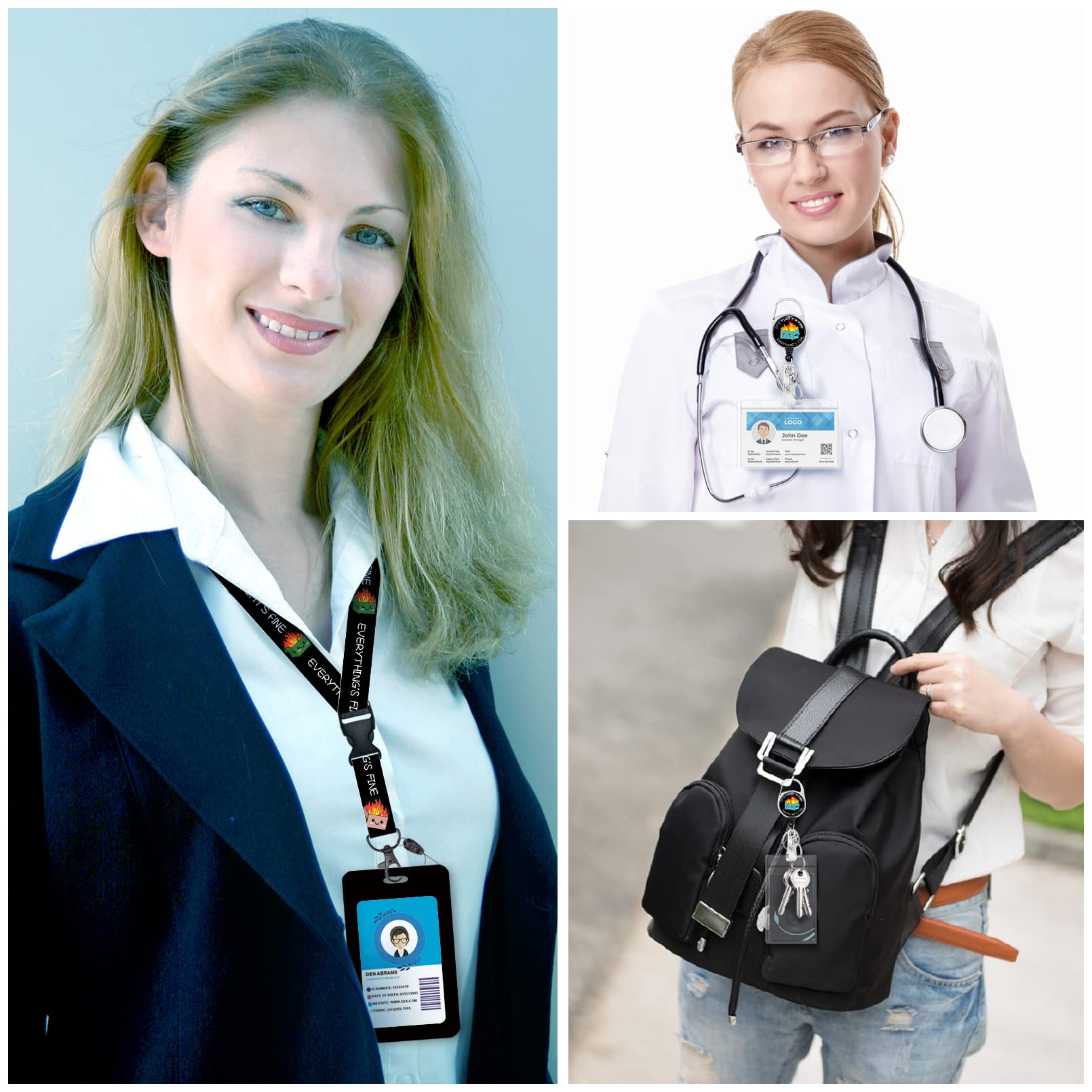 Funny Dumpster on Fire Lanyard - Retractable ID Badge Holder with Carabiner Clip for Teachers, Nurses & Office Use