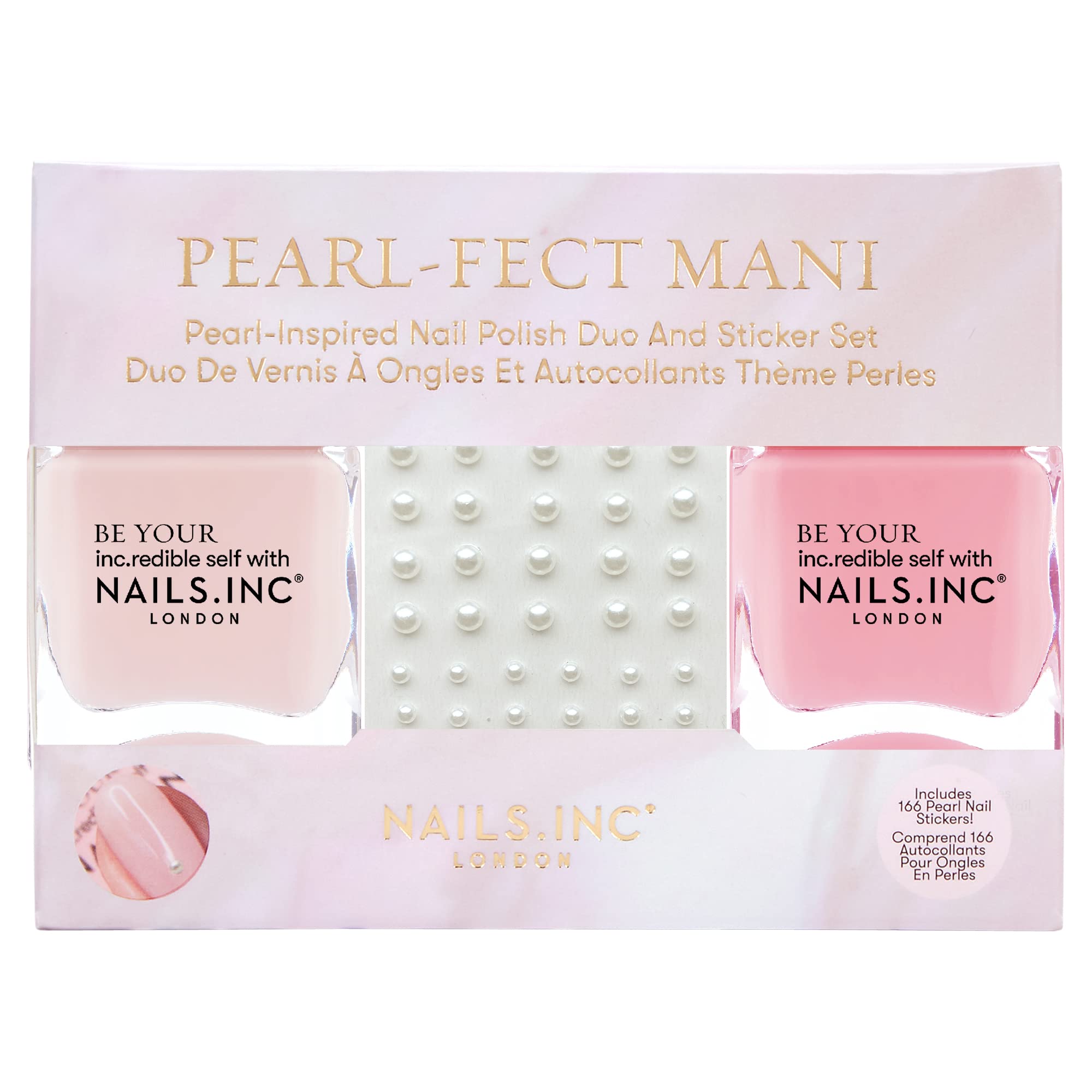 Nails.INC Pearl-Fect Mani Duo with Stickers - 2-in-1 Nail Polish & Sticker Set for Salon-Quality Manicures at Home | Perfect for Parties, Weddings & Special Occasions