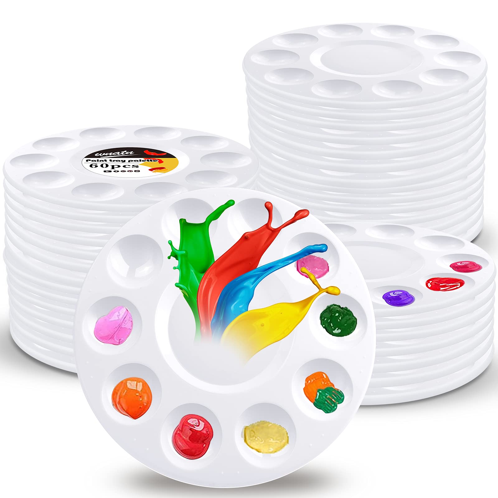 60pcs Plastic Paint Tray Palette for Kids - DIY Art Supplies for Painting, Crafting, School Projects & Home Play Parties - Perfect for Kindergarten & Classroom Activities