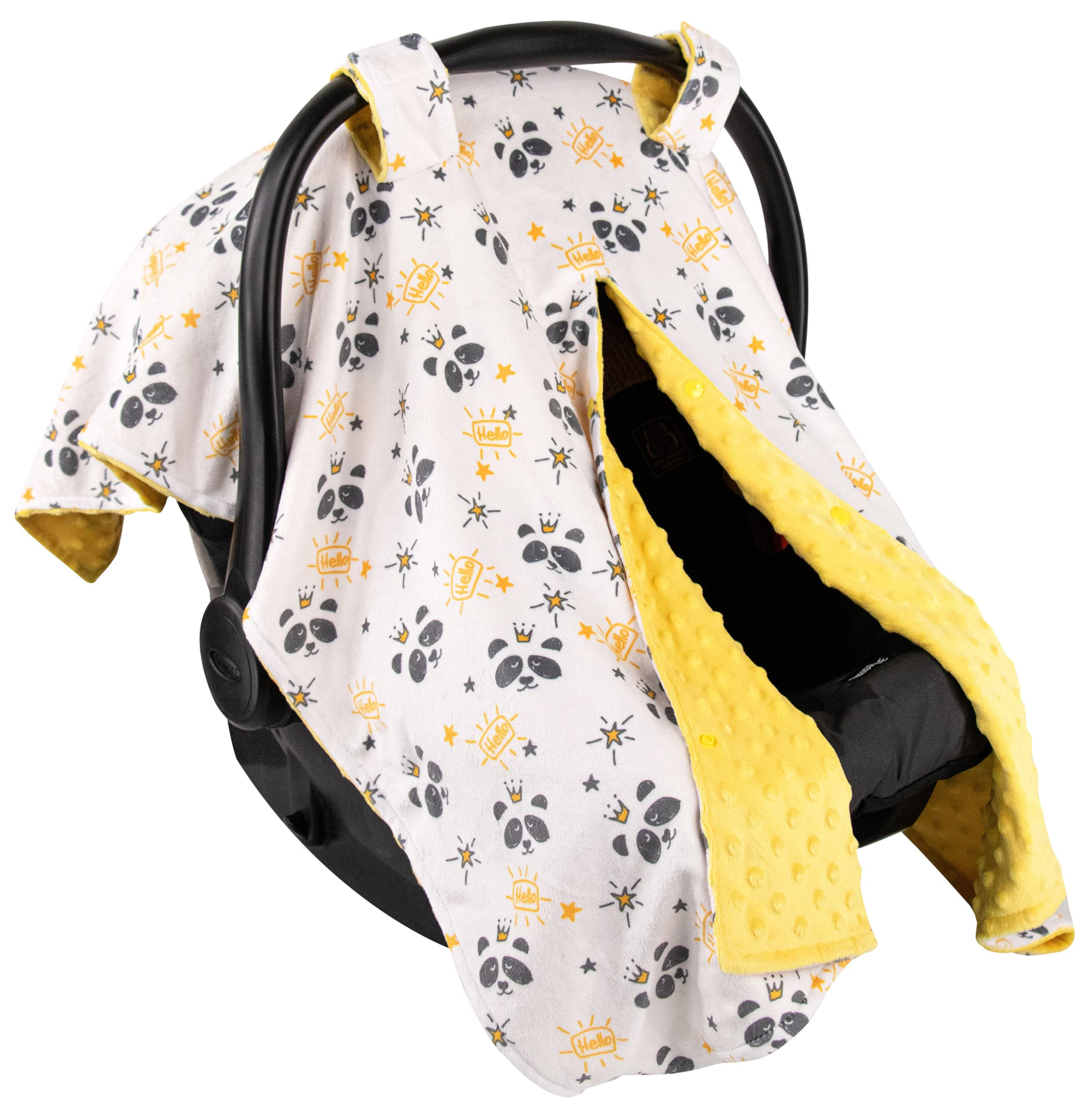 Premium Minky Baby Car Seat Cover - Soft & Cozy Hello Panda Design, 40