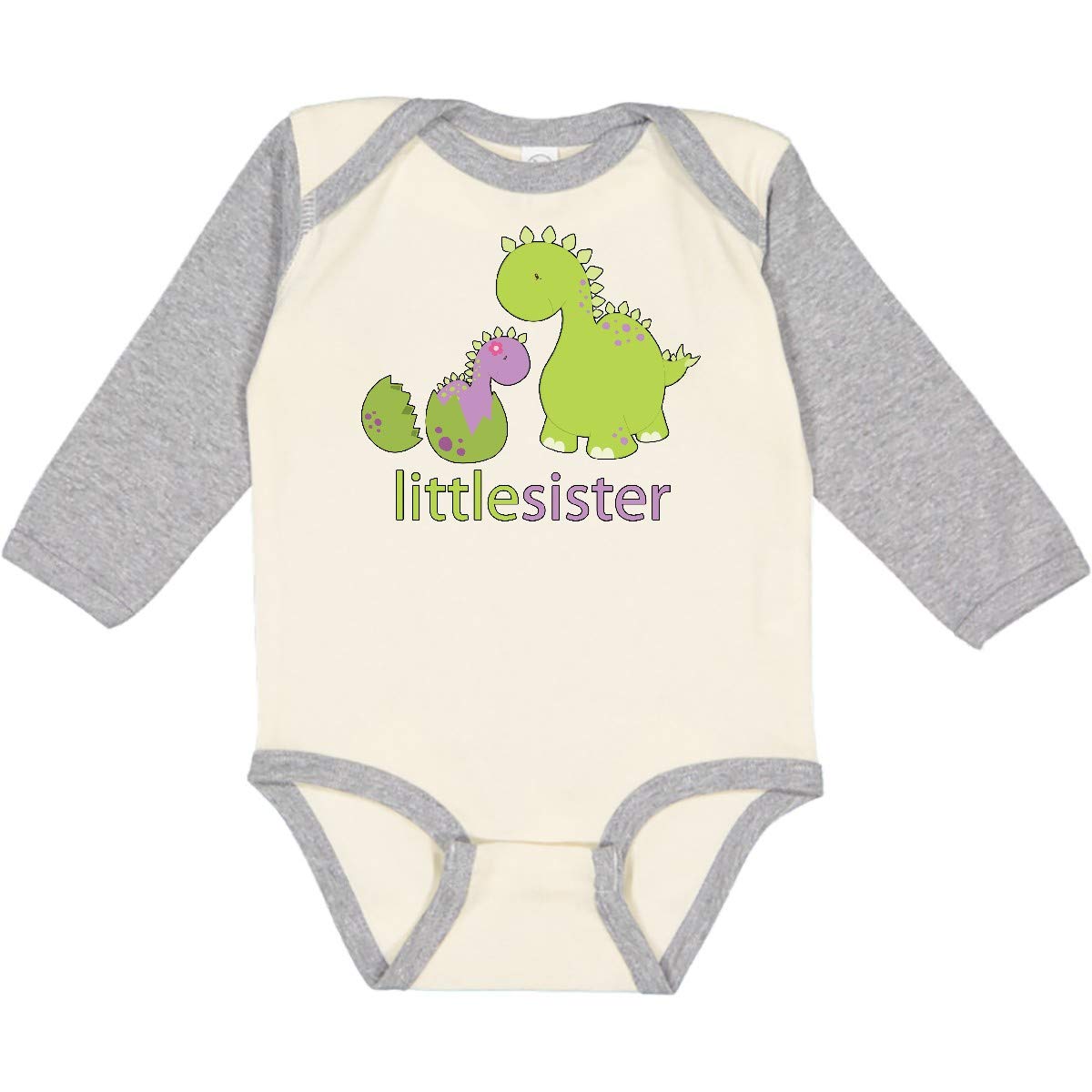 Inktastic Little Sister Purple Long Sleeve Creeper - Soft Cotton Baby Bodysuit for Newborns & Infants | Perfect for Family Photos, Holidays & Special Occasions