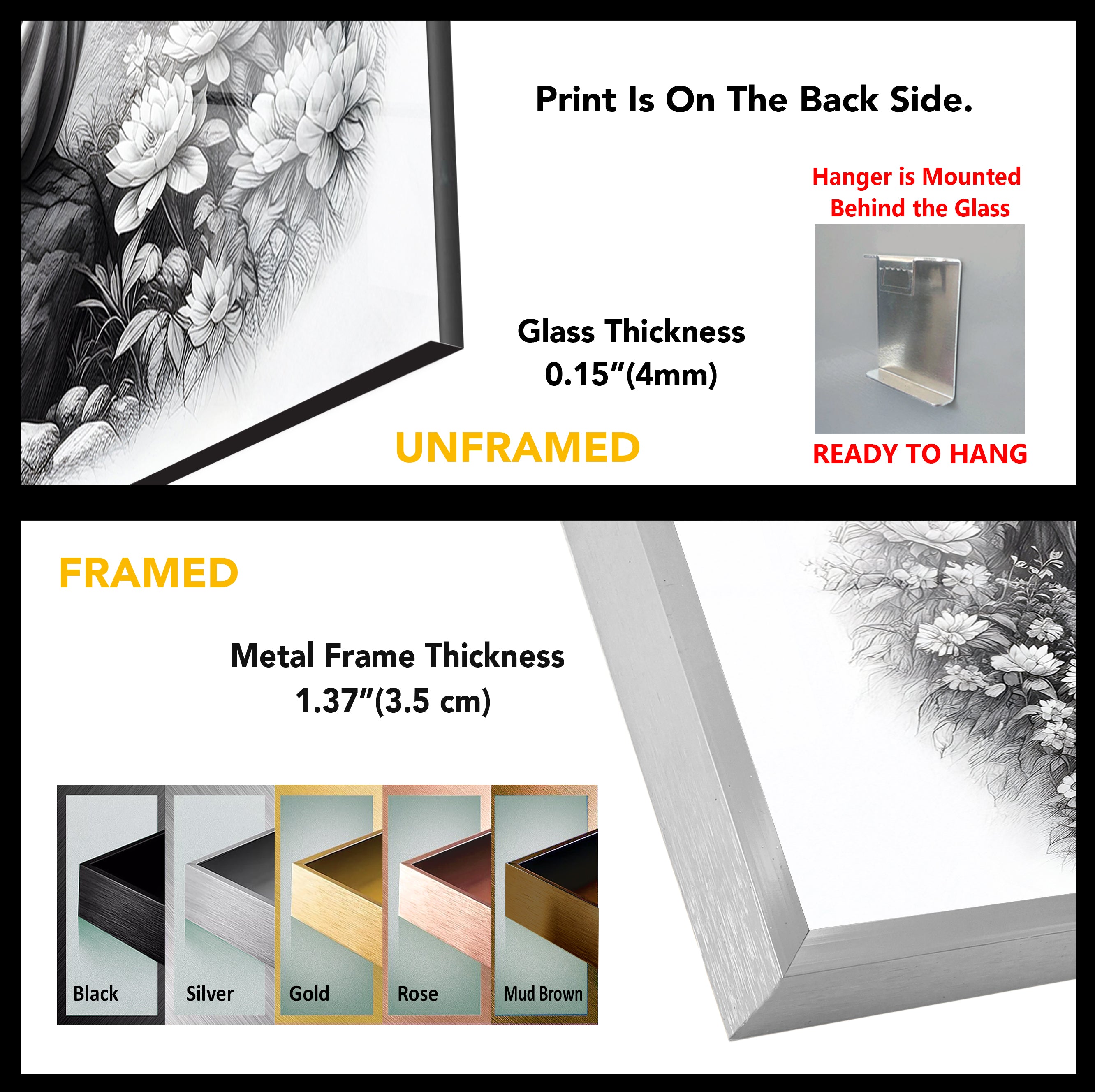 Black and White Jesus Glass Wall Art - Religious Home Decor for Living Room, Bedroom & Church