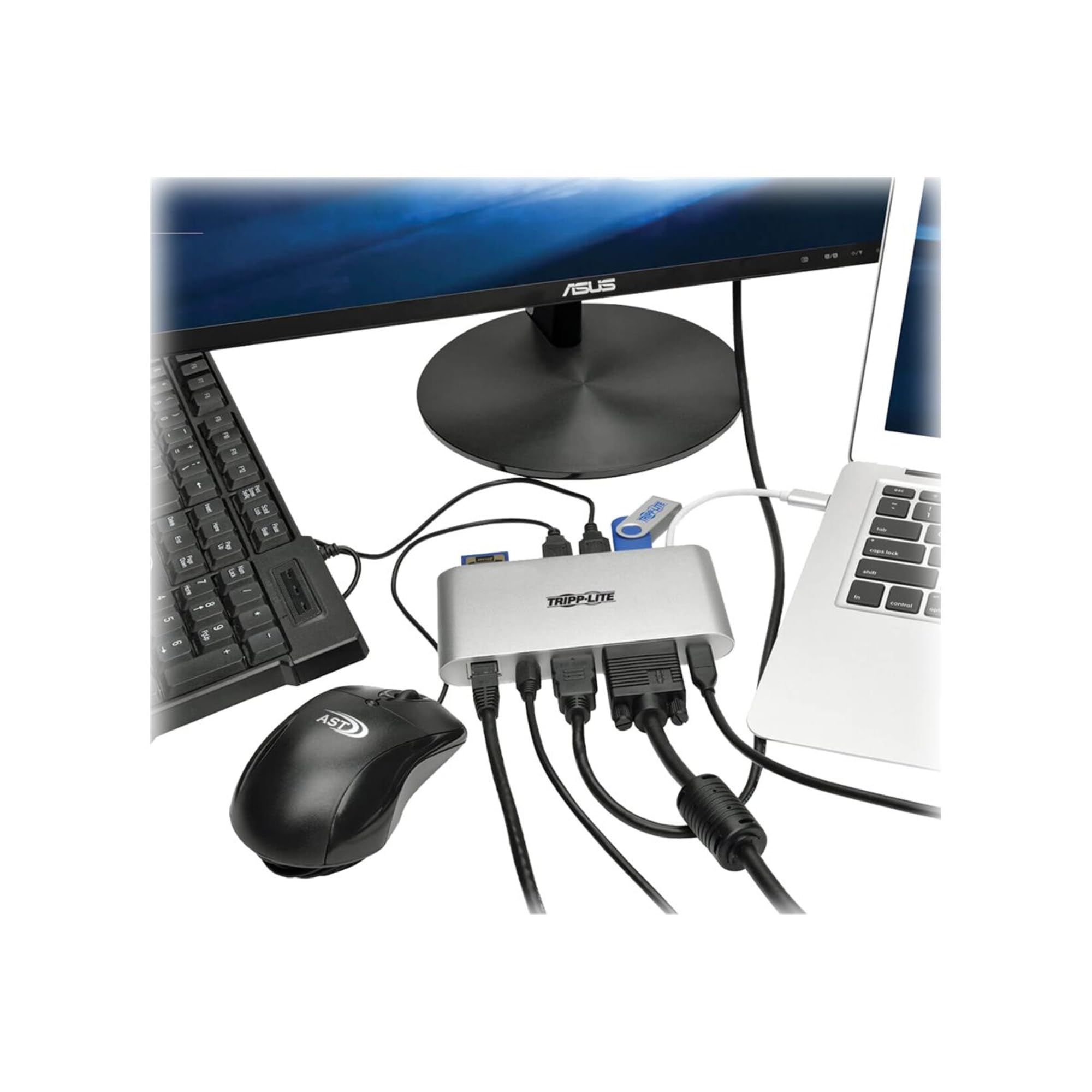TRIPP LITE U442-DOCK1 USB-C Docking Station with 4K HDMI, VGA, mDP, Gigabit Ethernet, USB 3.1 Ports & 85W PD Charging - Universal Laptop Dock for MacBook Pro, Dell XPS, HP, Lenovo - Perfect for Home Office & Remote Work Setup