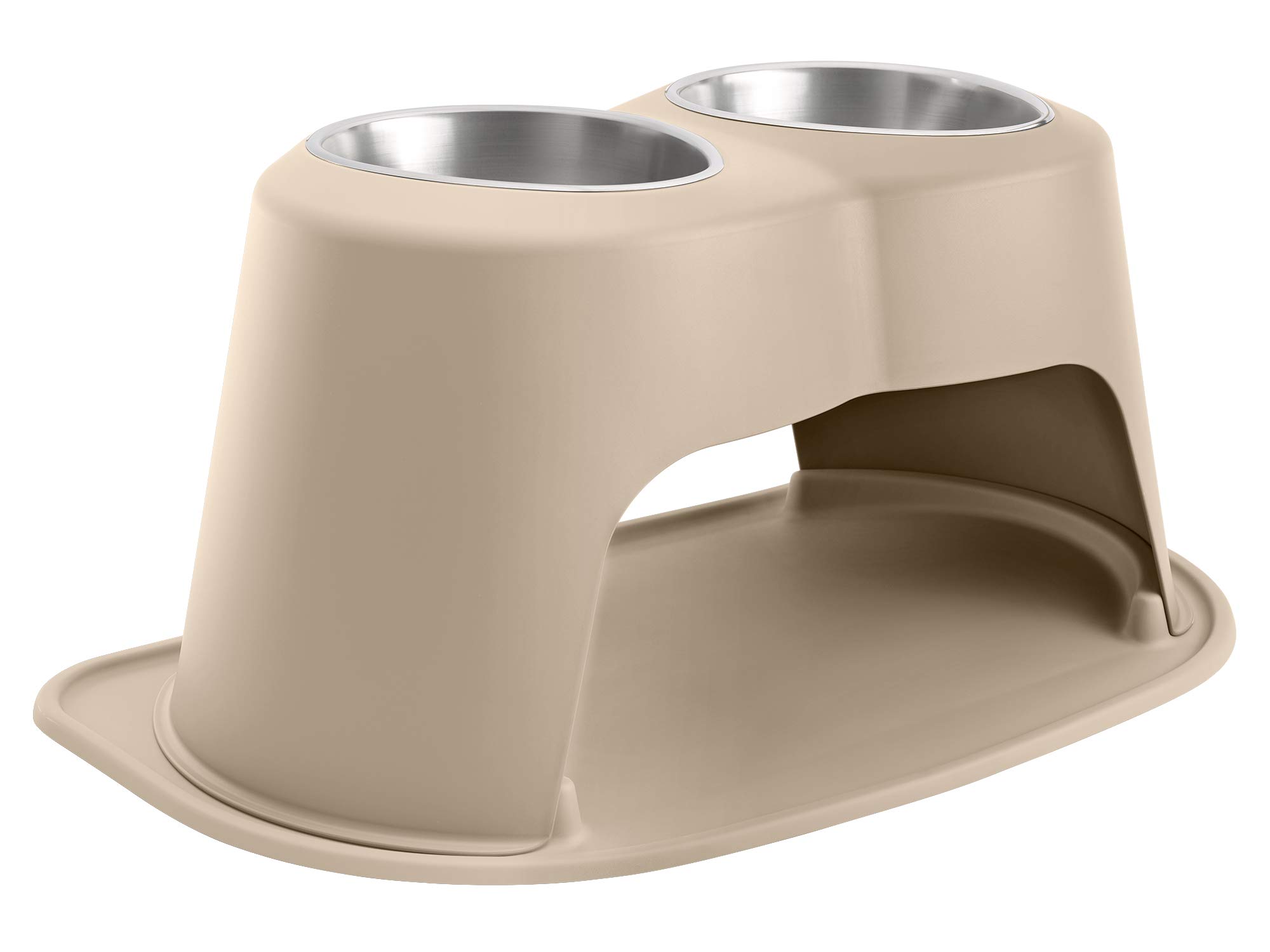 WeatherTech Double High Elevated Pet Feeding System - 14 Inch High Tan Dog & Cat Bowls for Large Breeds - Durable & Spill-Proof Design for Indoor/Outdoor Use (DHC9614TNTN) - Perfect for Kitchen, Patio, or Kennel Feeding Stations