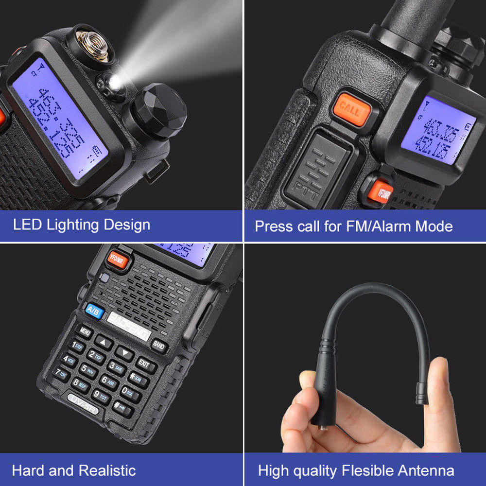 Baofeng UV-5R Dual Band Two-Way Radio [5 Pack] - 4W/1W Power, 128 Channels, Flashlight, VOX, Emergency Alert - Perfect for Outdoor Adventures, Security, and Emergency Communication