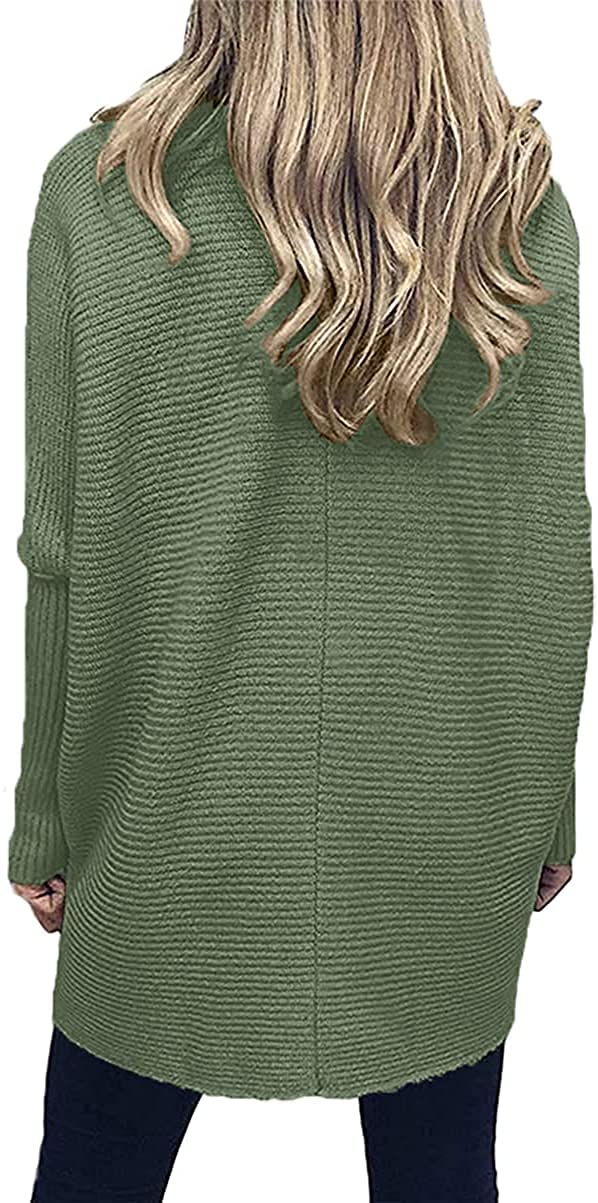 Women's Turtleneck Long Sleeve Batwing Pullover Sweater - Asymmetric Hem Knit Top for Casual Wear | Office, Date Night & Fall Outfits