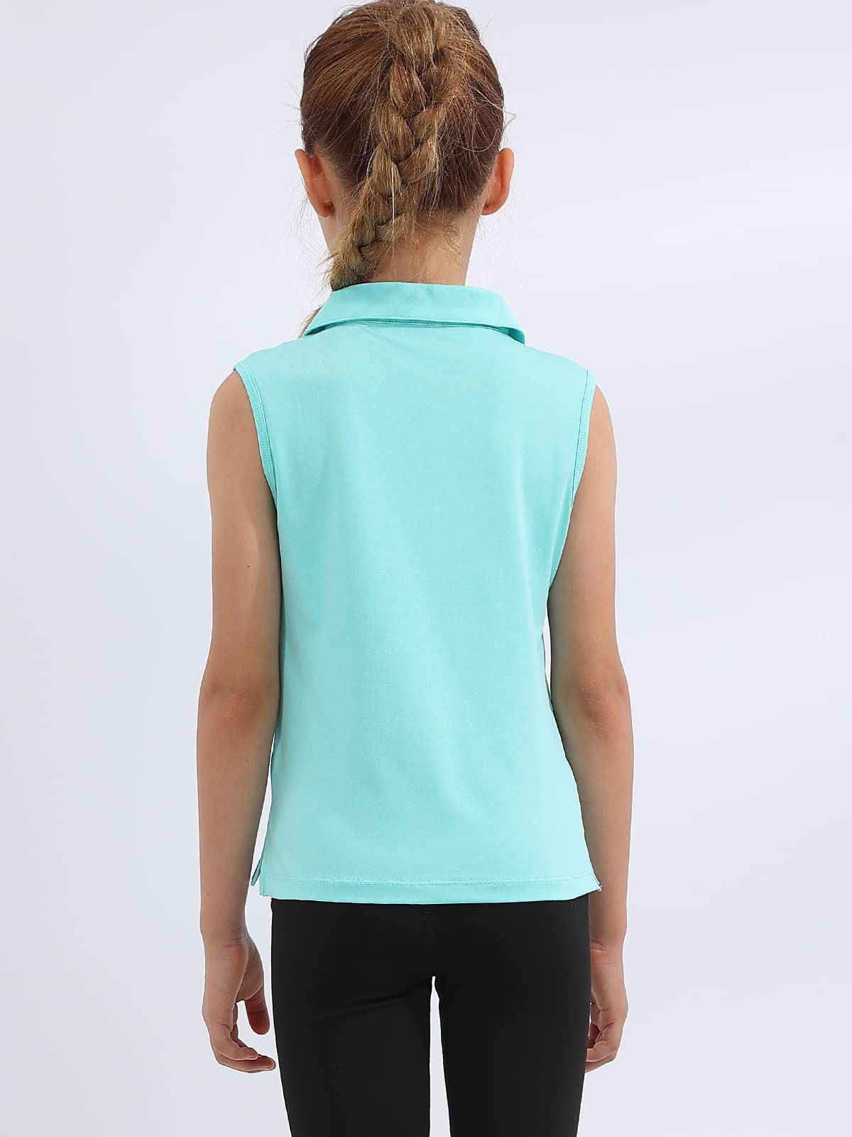 MERIABNY Girls Golf Polo Shirts - Sleeveless V-Neck Athletic Top for Ages 5-12 | Breathable & Comfortable for Junior Golf, Tennis & Summer Sports